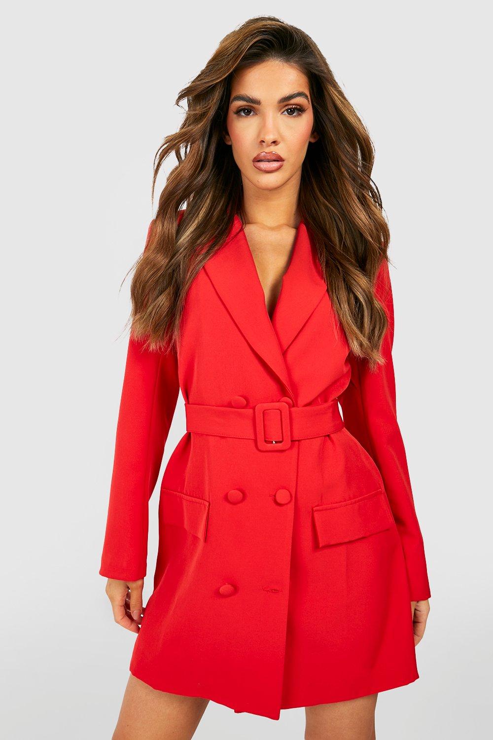Double Breasted Belted Blazer Dress
