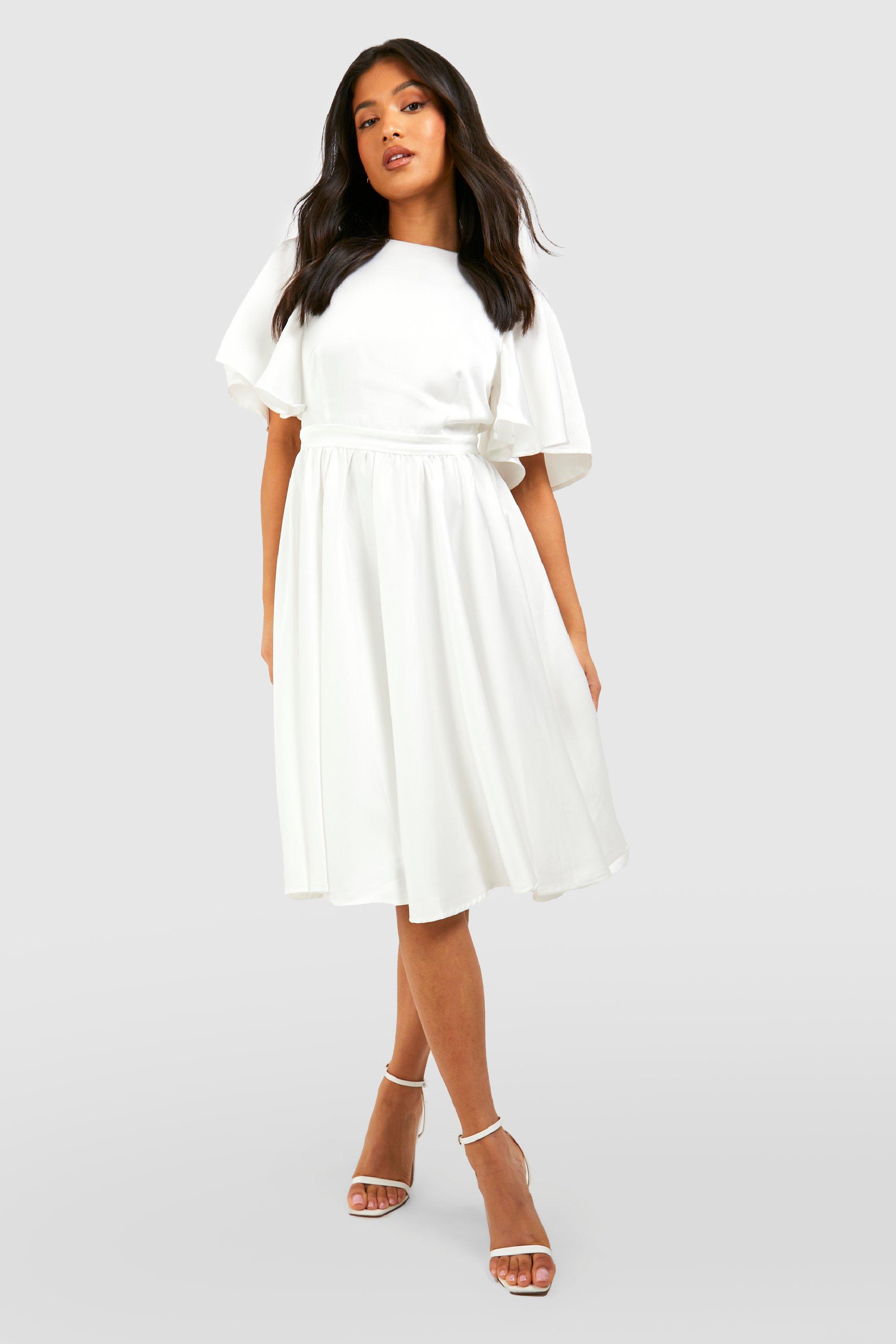 Petite Premium Satin Angel Sleeve Midi Dress