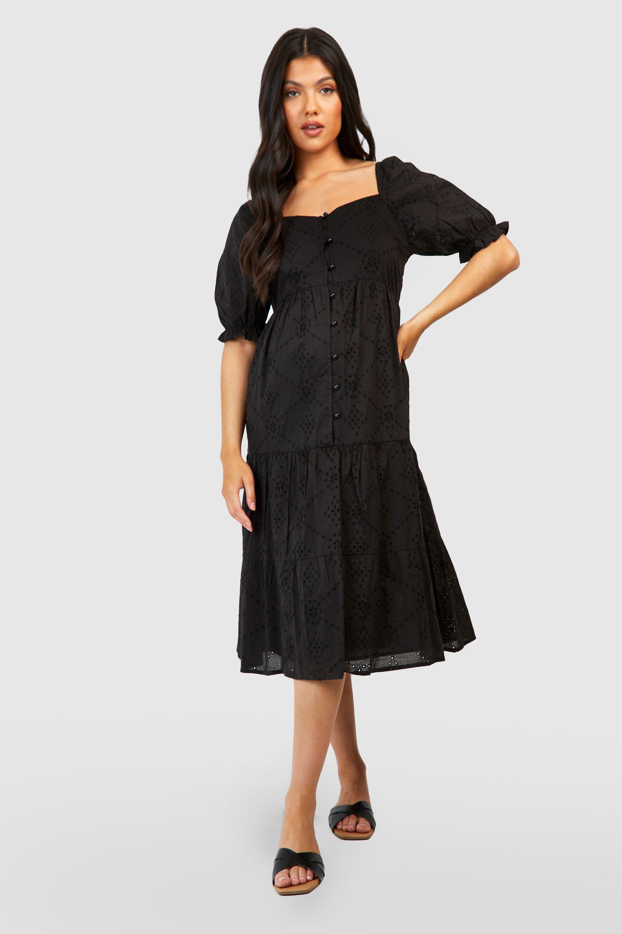 Maternity Broderie Button Front Midi Dress