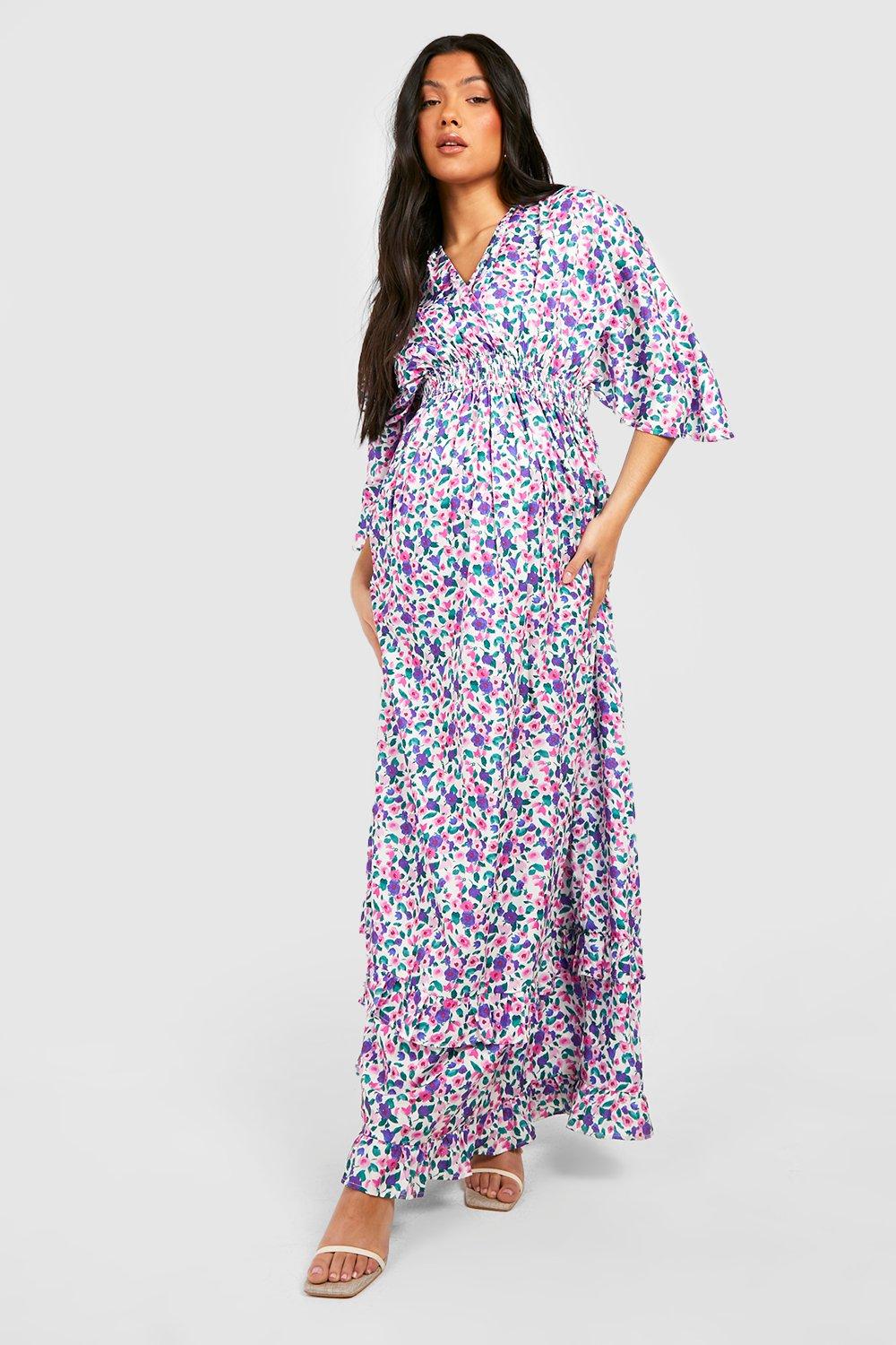 Maternity Frill Hem Wrap Maxi Dress