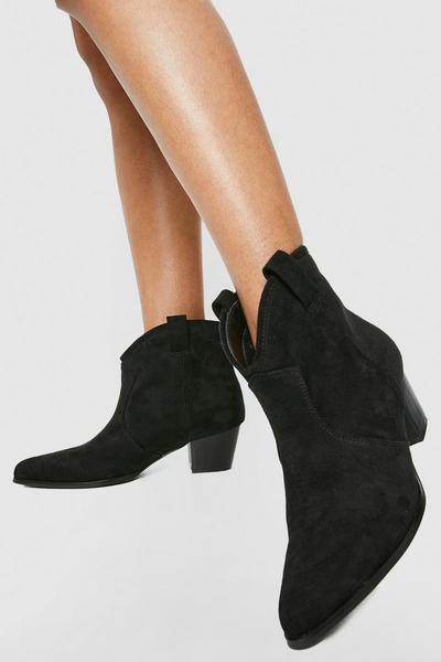 Basic Tab Detail Western Cowboy Ankle Boots