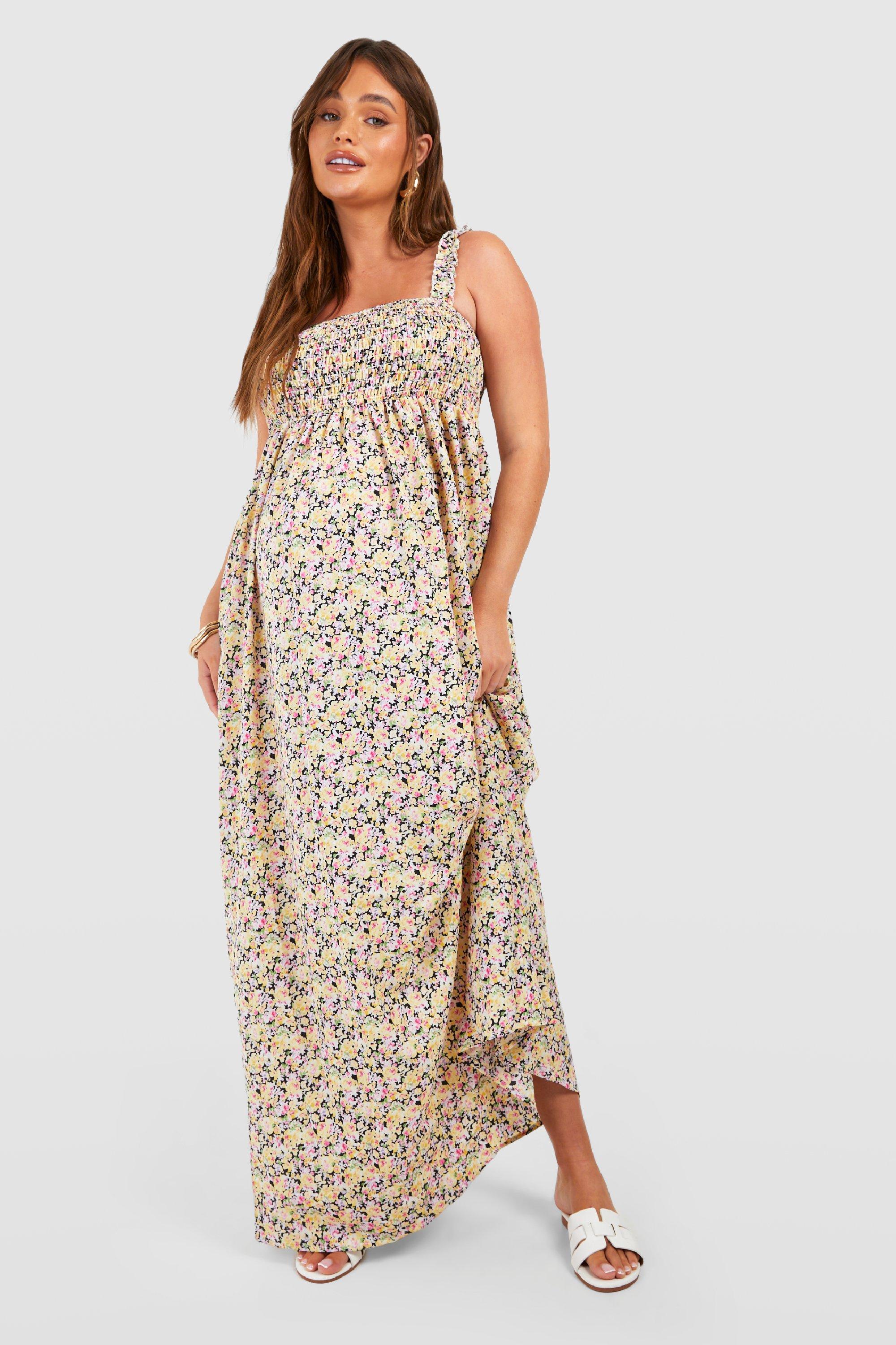 Maternity Floral Shirred Maxi Dress