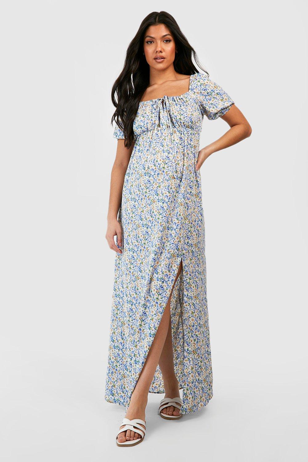 Maternity Floral Tie Front Maxi Dress