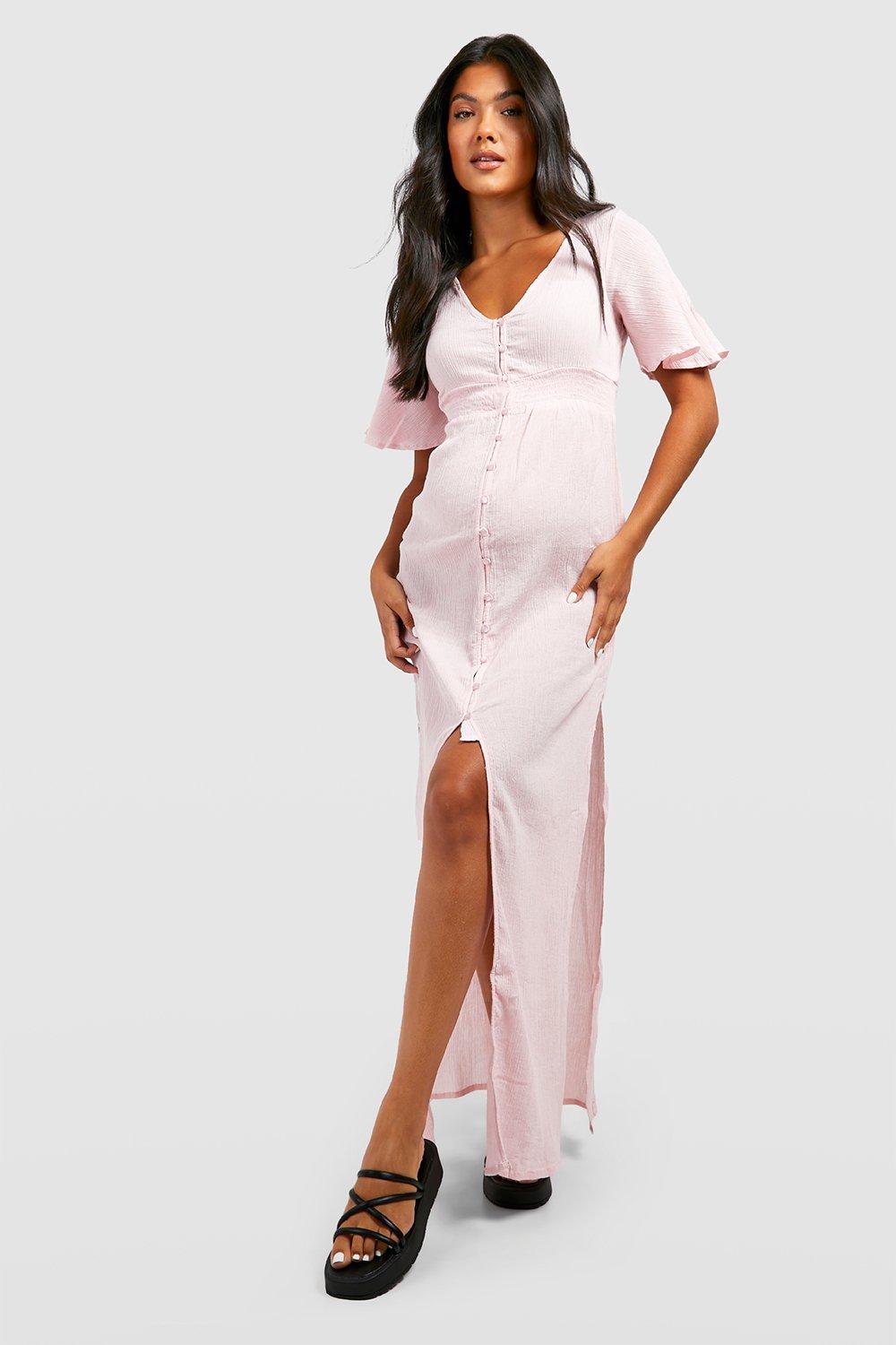 Maternity Shirred Waist Beach Maxi Dress