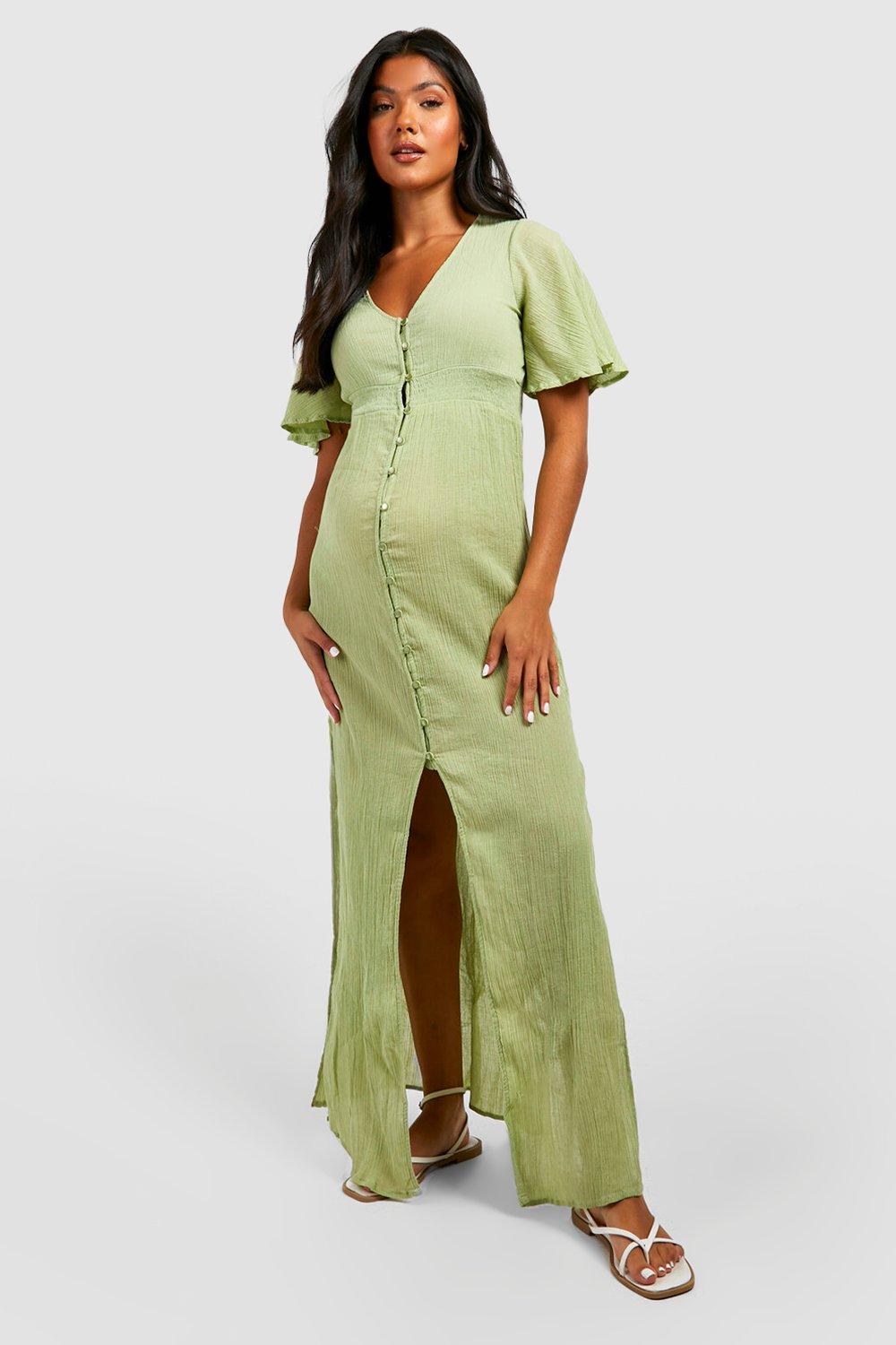 Maternity Shirred Waist Beach Maxi Dress