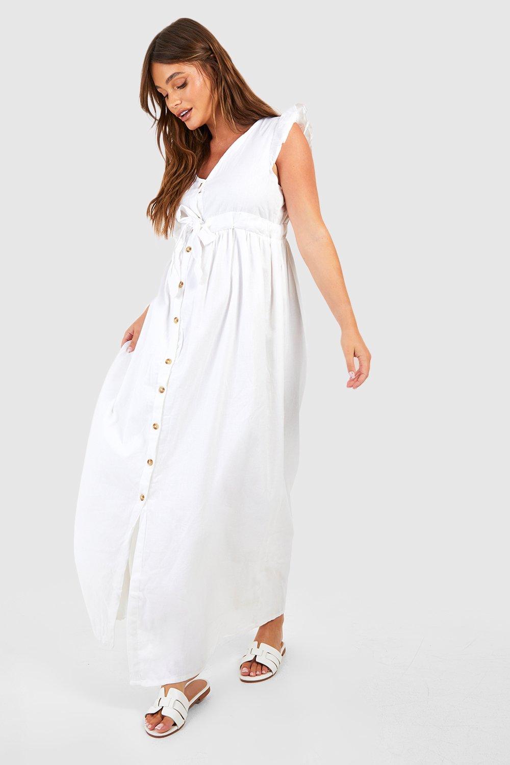Maternity Cotton Button Down Maxi Dress