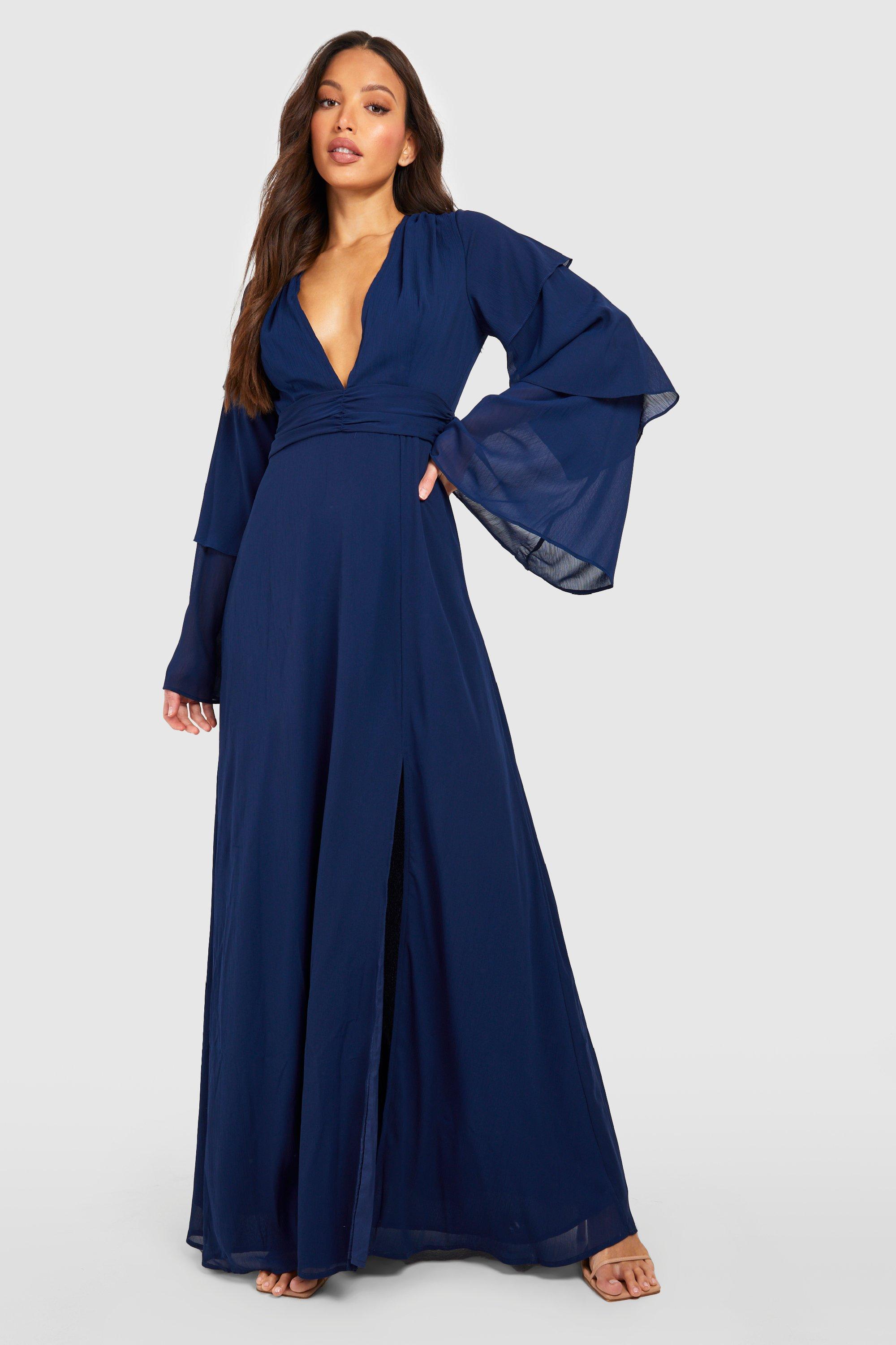 Tall Bridesmaid Tiered Sleeve Occasion Maxi Dress
