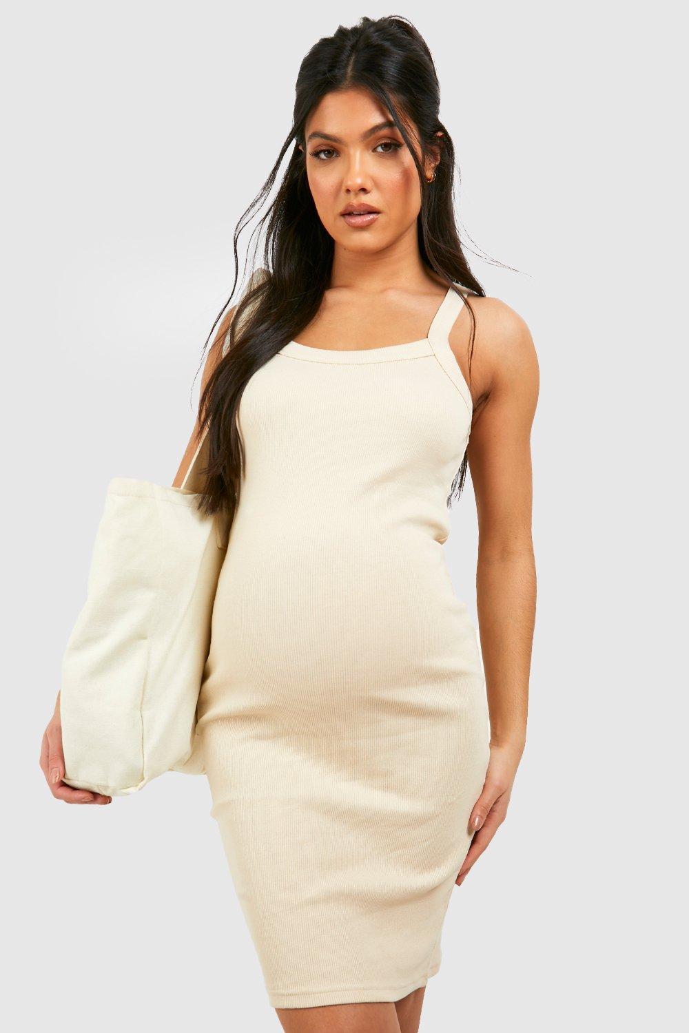 Maternity Premium Rib Strappy Mini Dress
