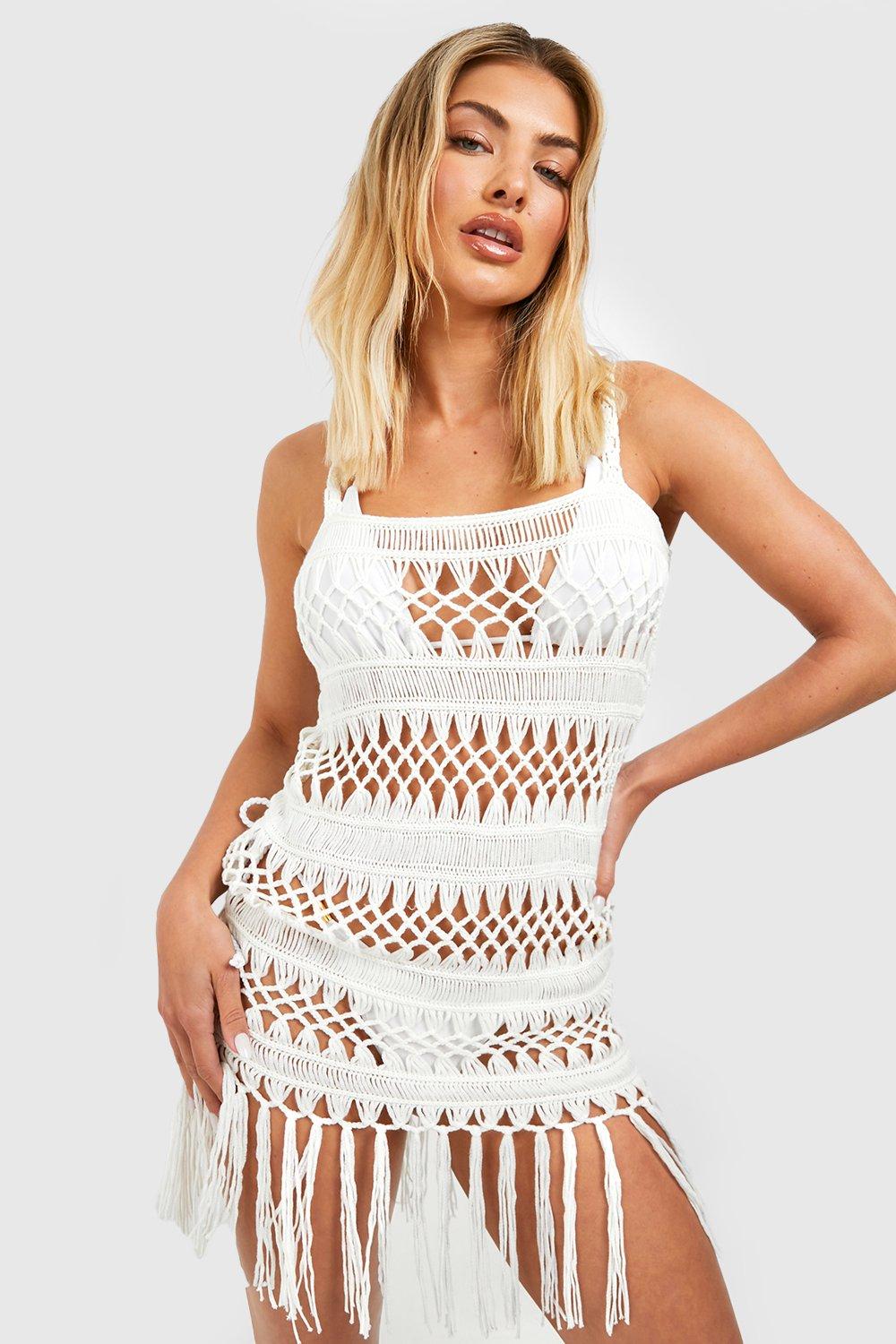 Crochet Fringed Strappy Beach Dress