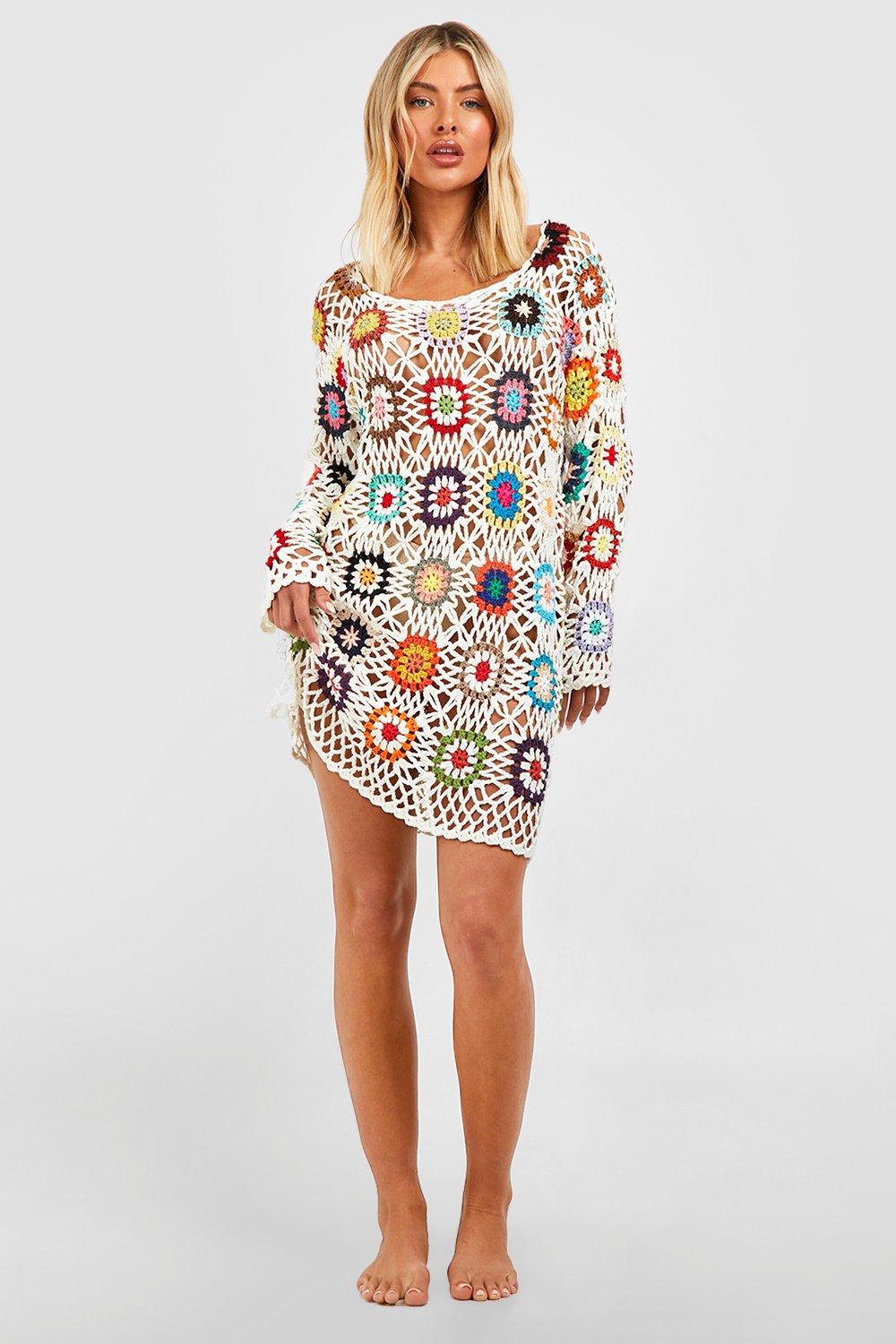 Crochet Patchwork Cover Up Beach Dress