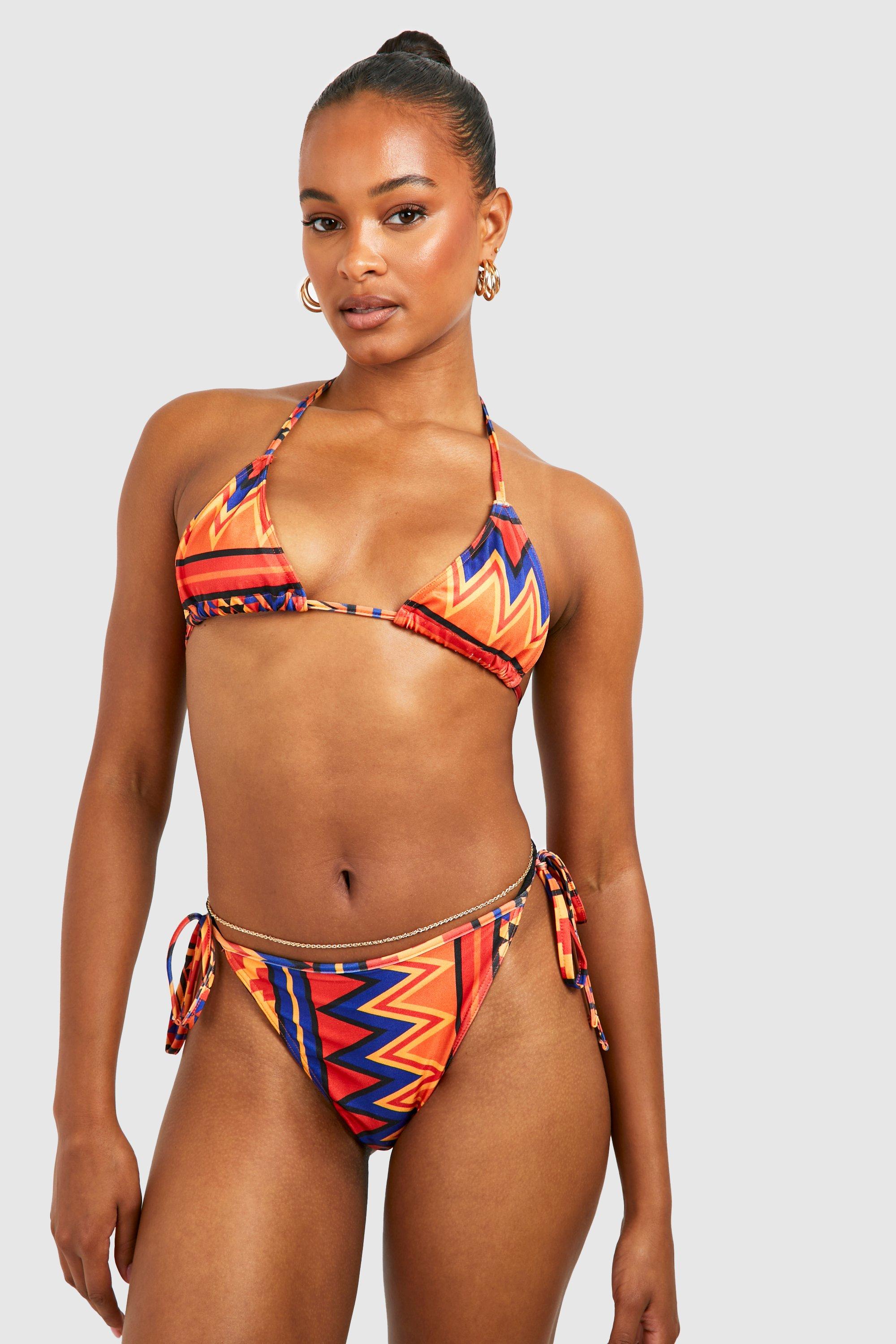 Tal Aztec Print Tie Side Triangle Bikini Set