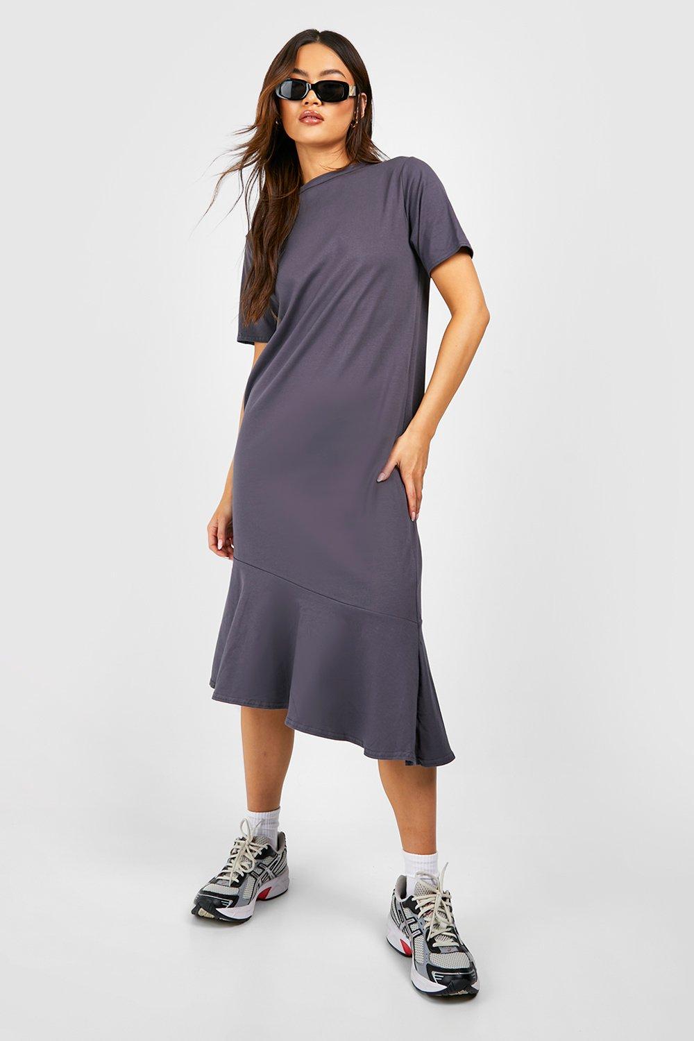 Cotton Asymetric Oversized Midaxi T-shirt Dress