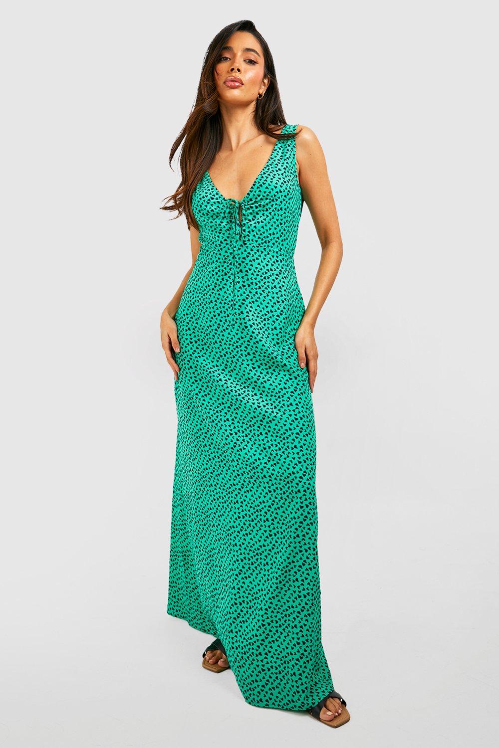 Printed Rouched Bust Maxi Dress