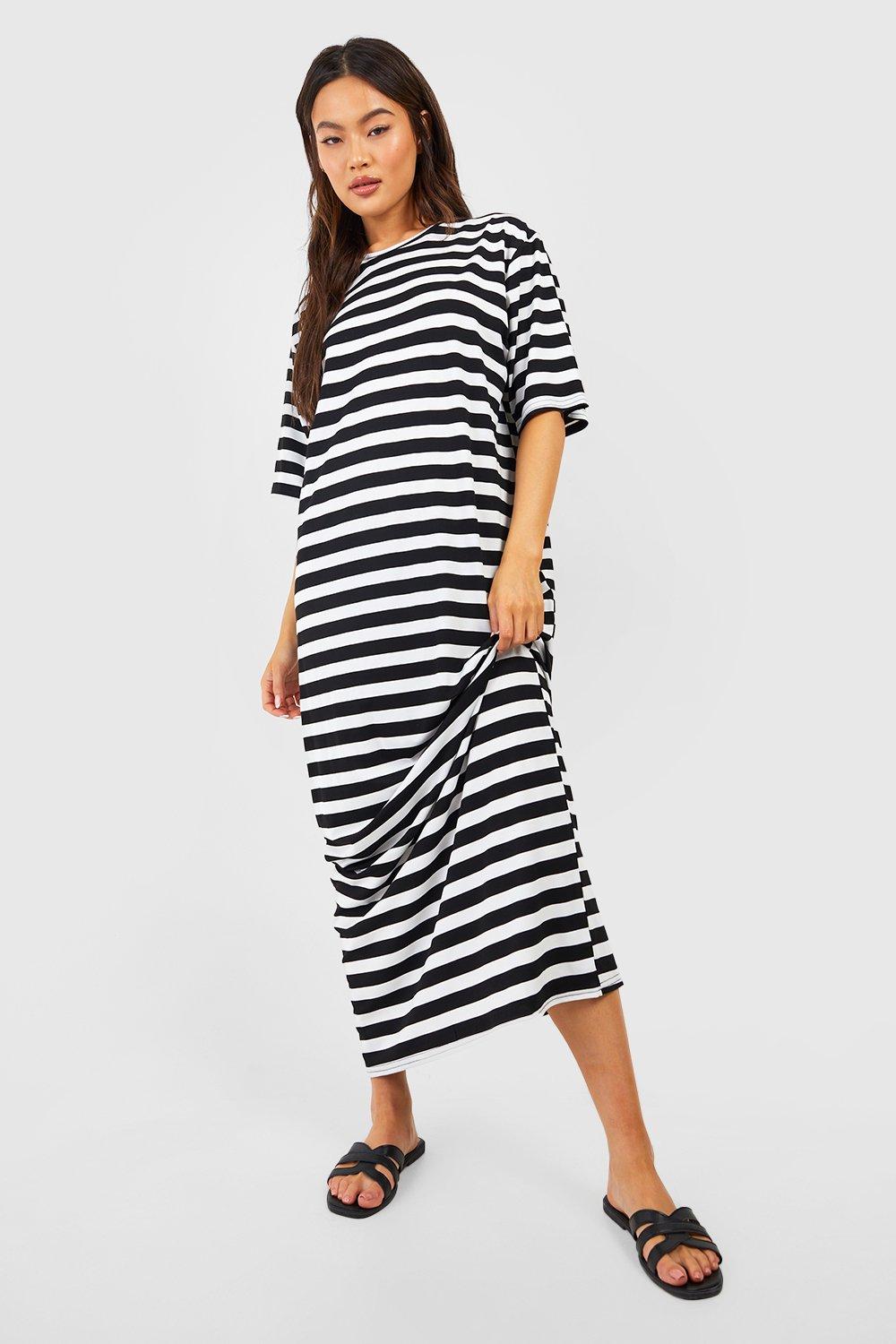 Oversized Striped T-shirt Maxi Dress