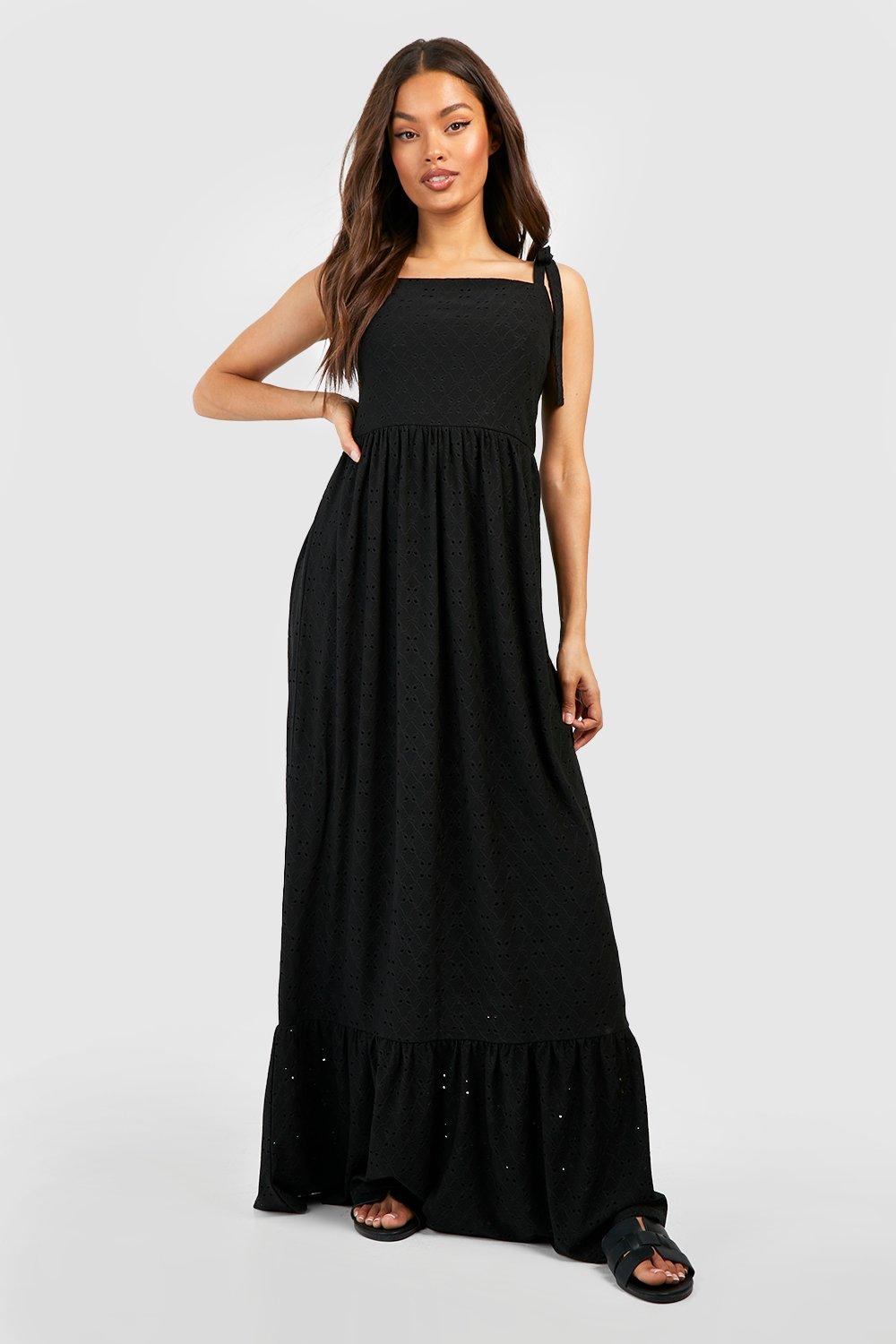 Soft Broderie Strappy Maxi Dress