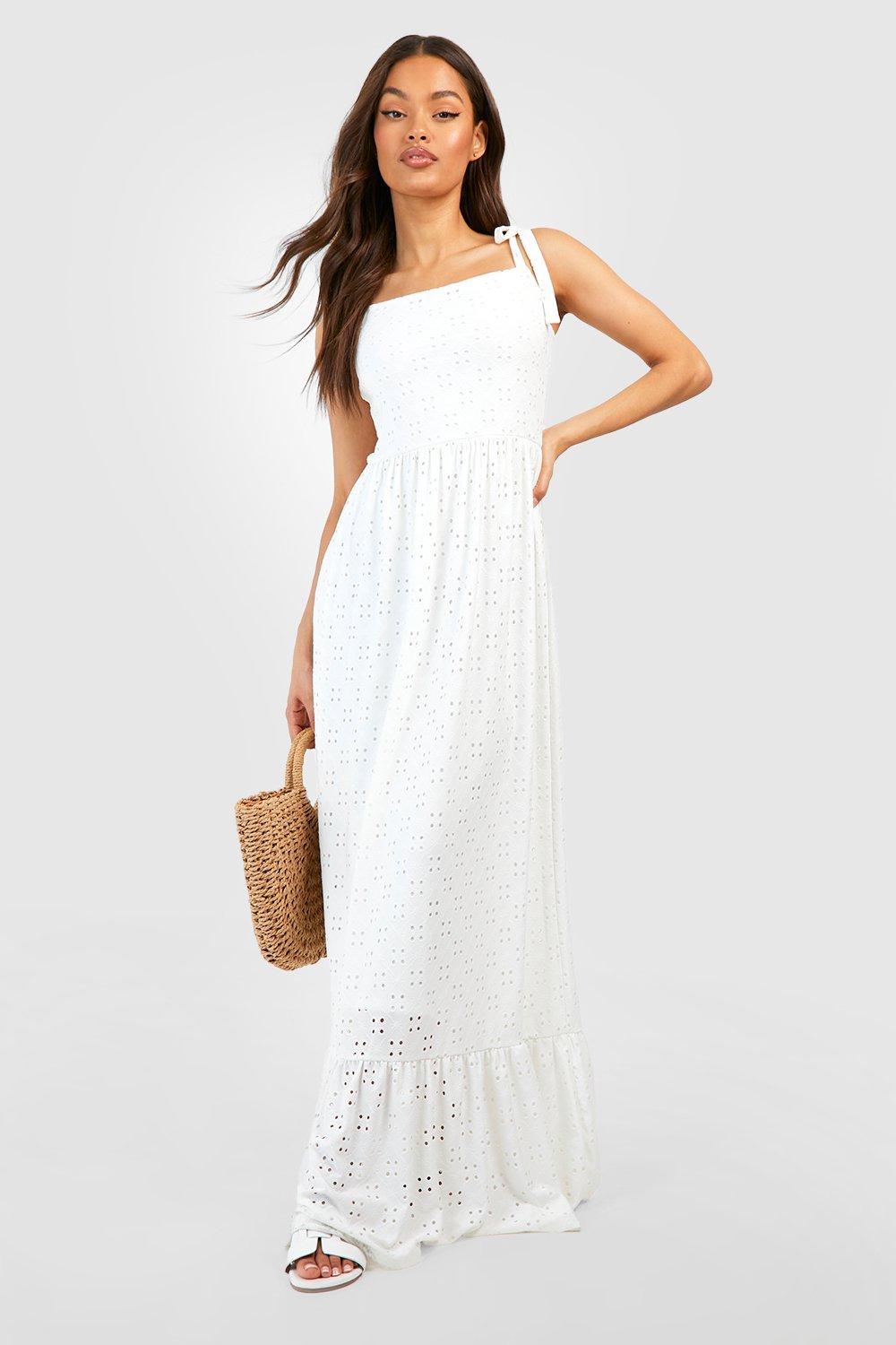 Soft Broderie Strappy Maxi Dress