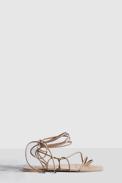 Wide Fit Crossover Strap Tie Leg Sandals