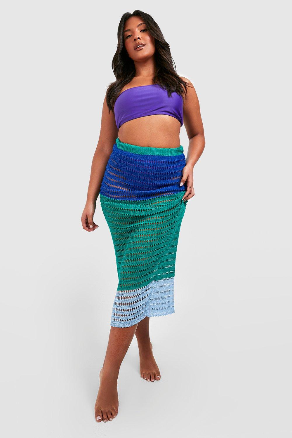Plus Crochet Colourblock Midaxi Skirt