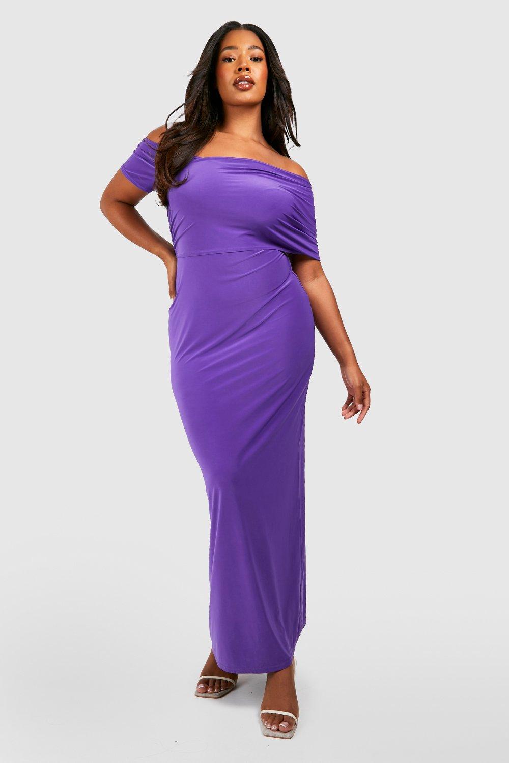Plus Slinky Ruched Wrap Maxi Dress