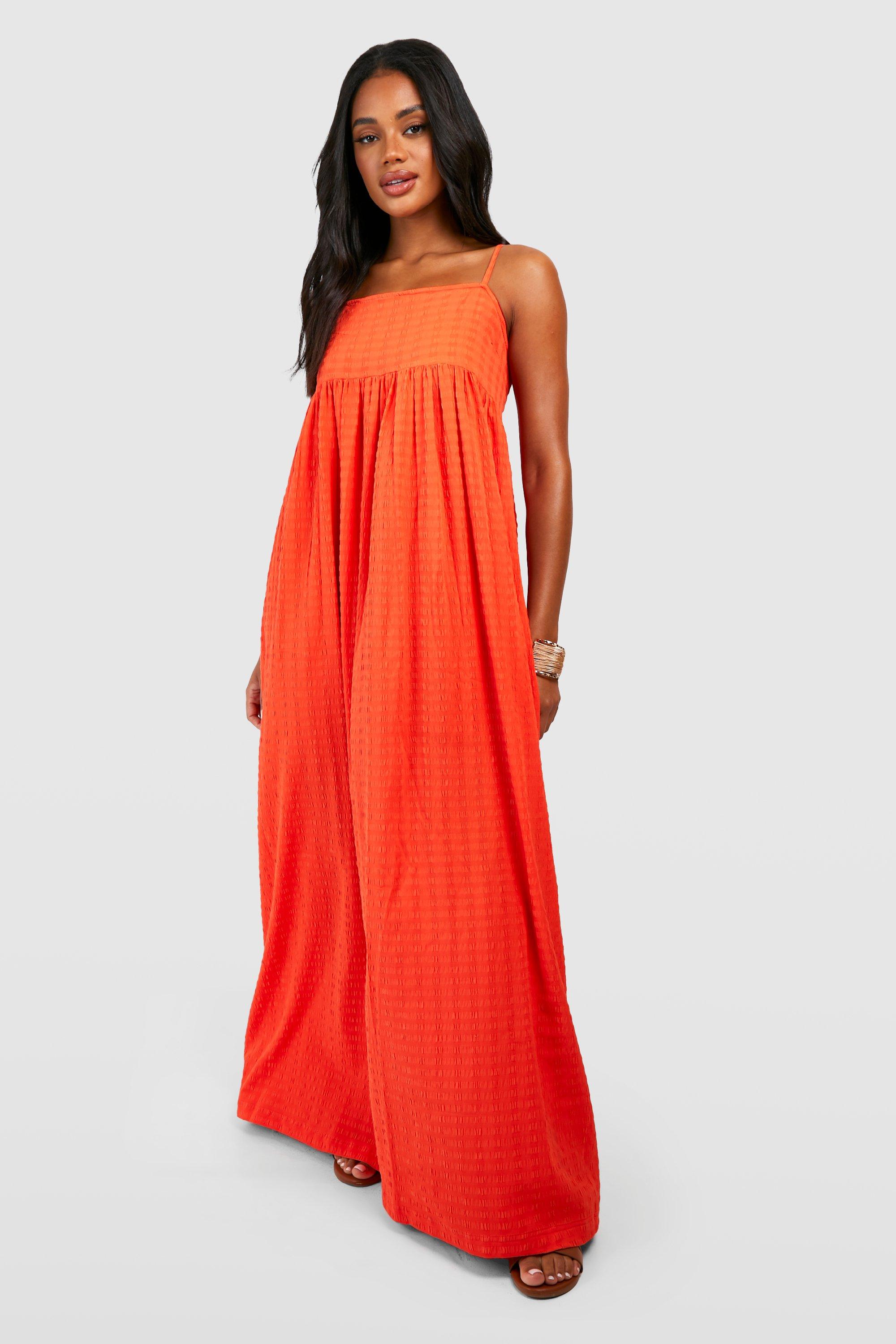Textured Strappy Maxi Dress