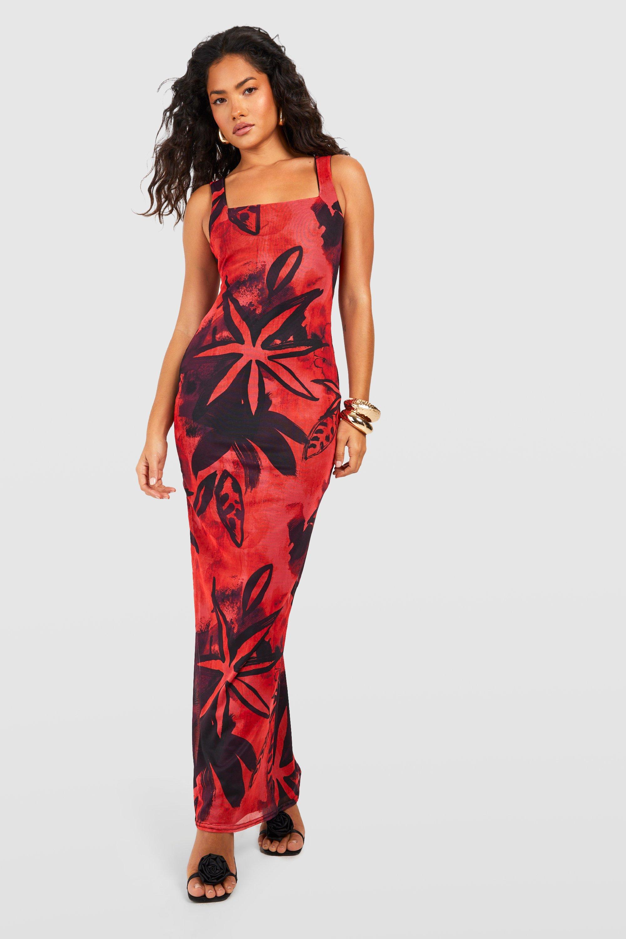 Tropical Mesh Printed Maxi Dress