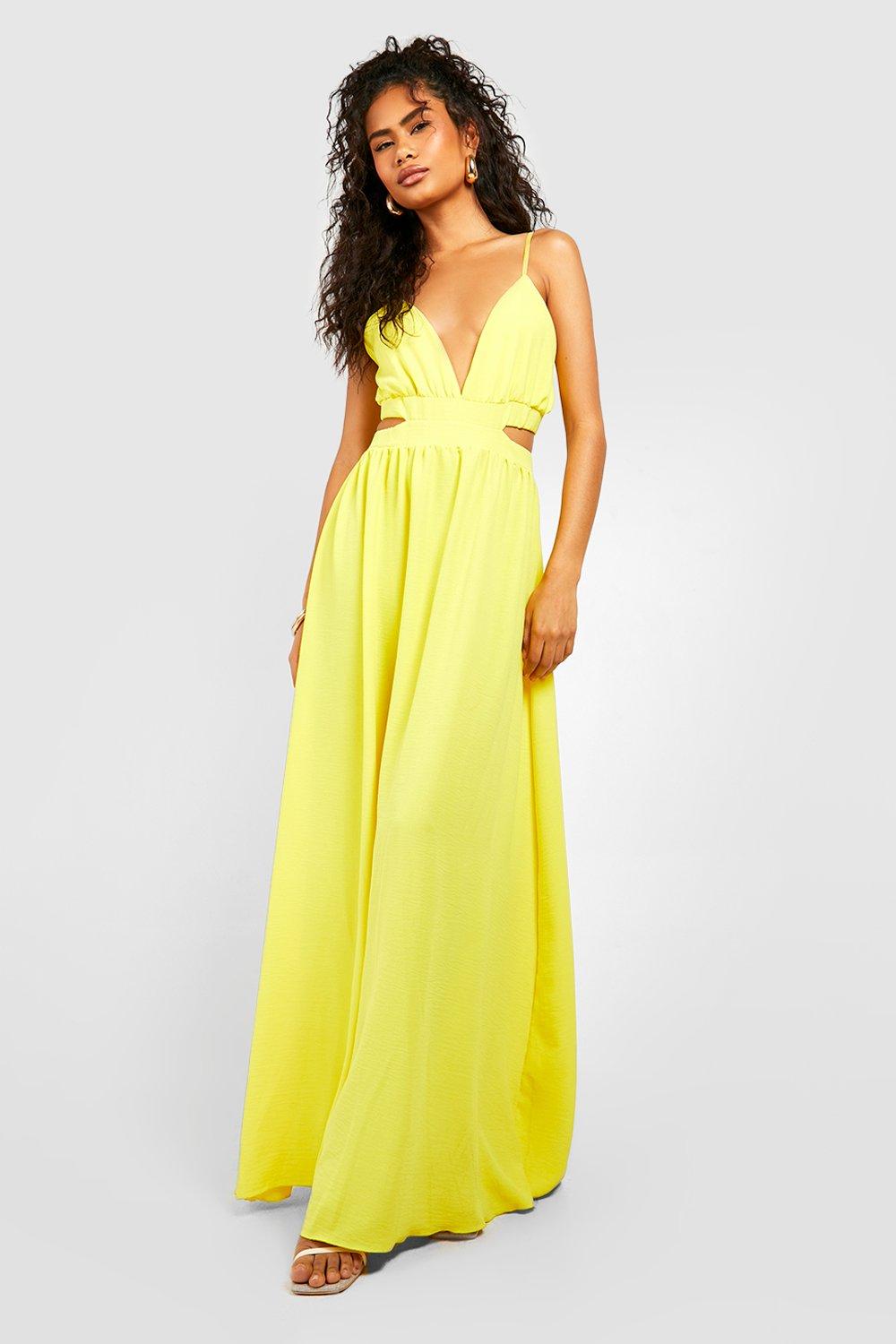Cut Out Strappy Woven Maxi Dress