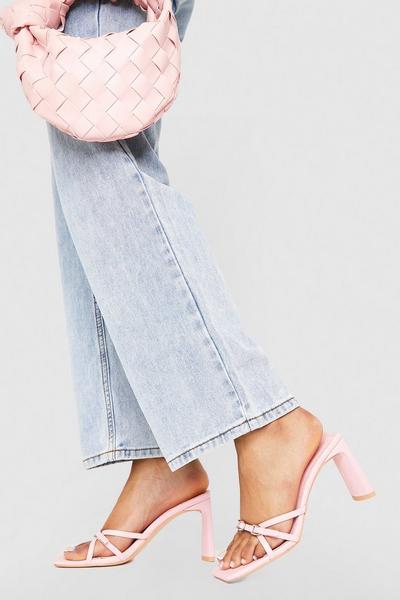 Wide Fit Buckle Detail Heeled Mules