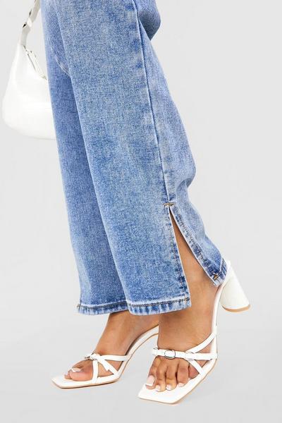 Wide Fit Buckle Detail Heeled Mules