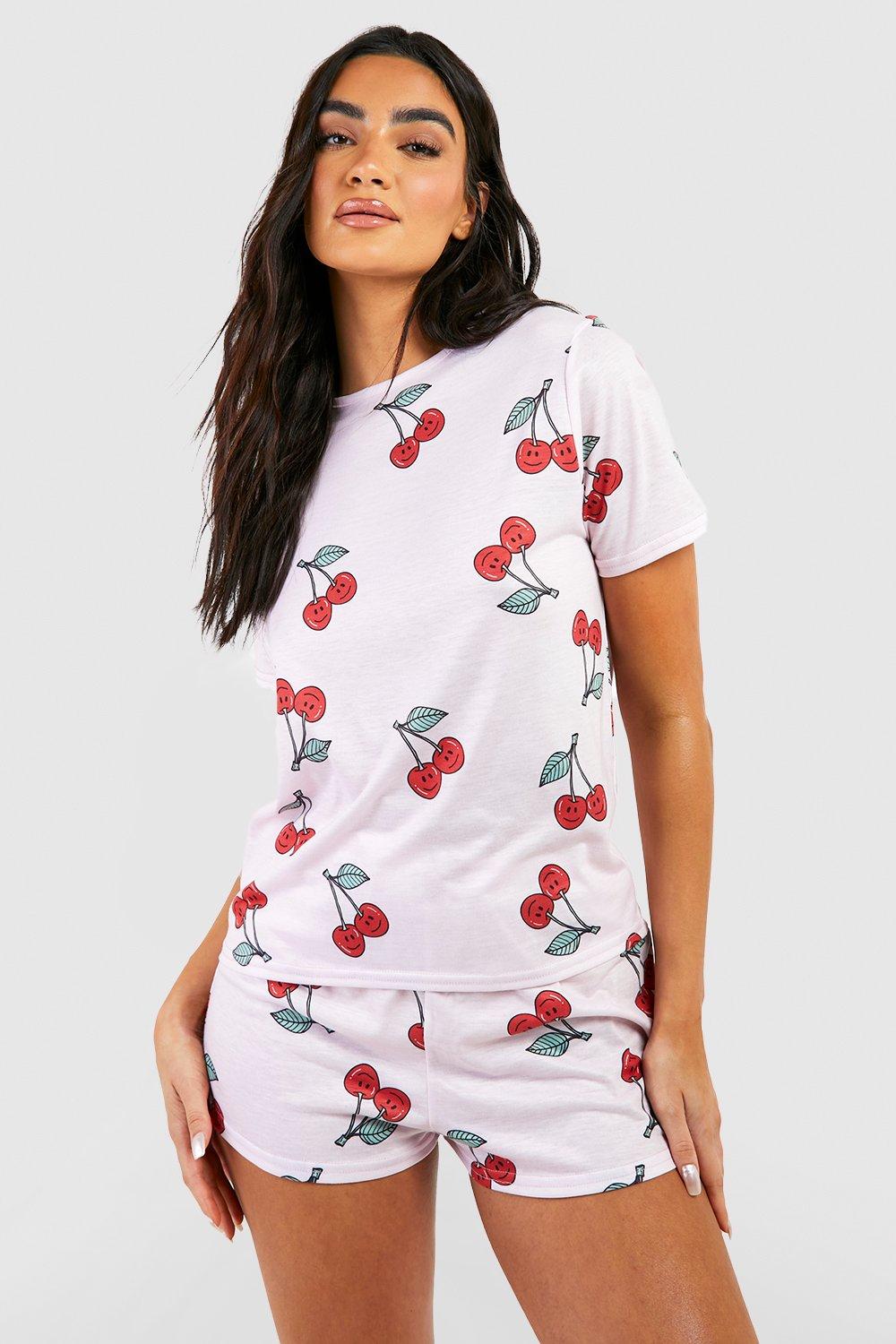 Cherry Print Jersey Pyjama Short Set