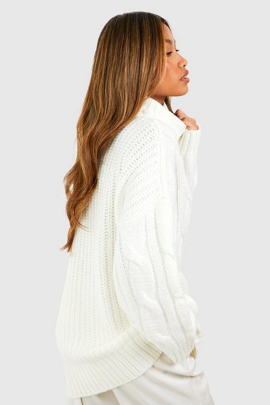 boohoo Chunky Cable Knit Roll Neck Oversized Jumper 2