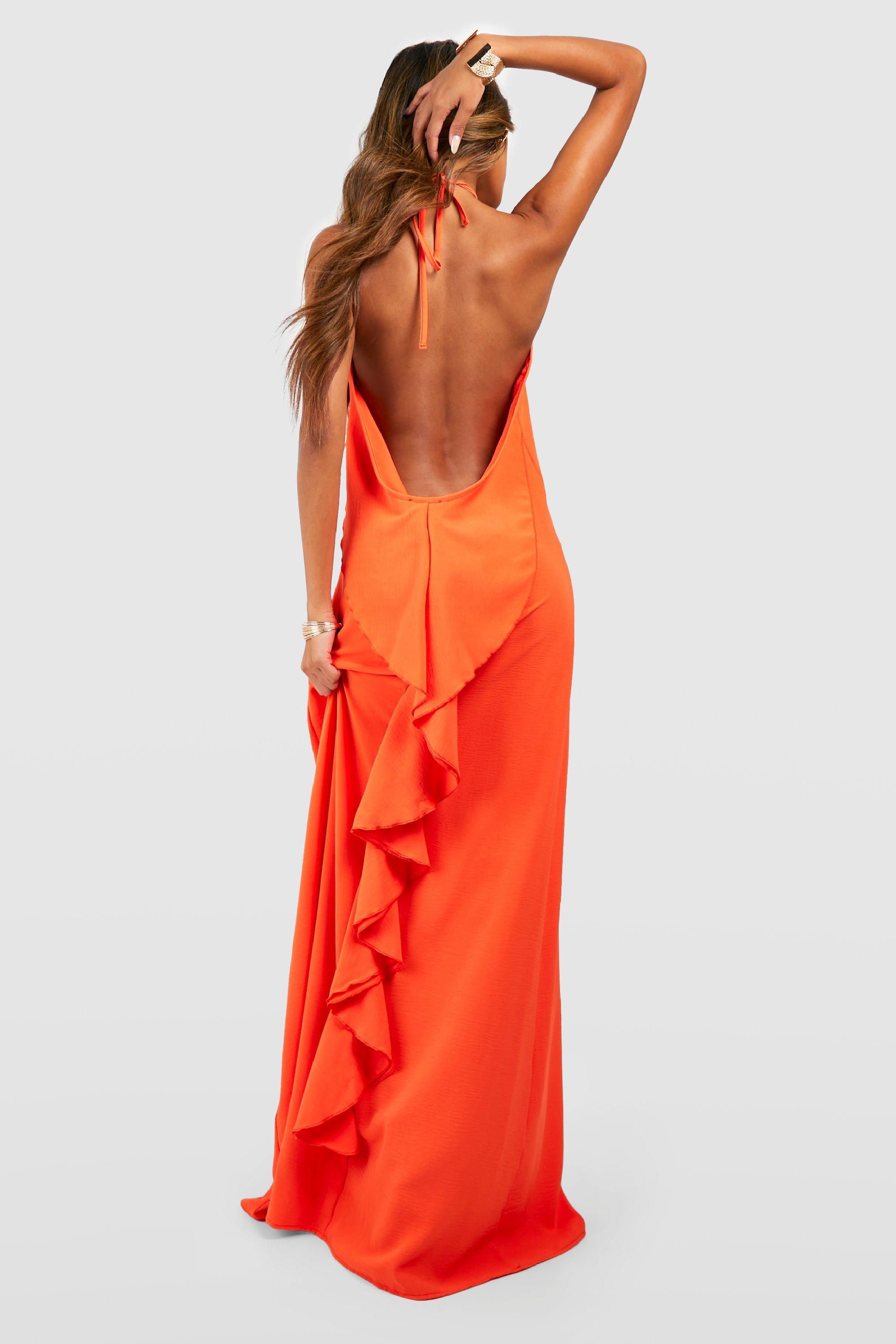 Cheesecloth Textured Low Back Ruffle Tiered Maxi Dress