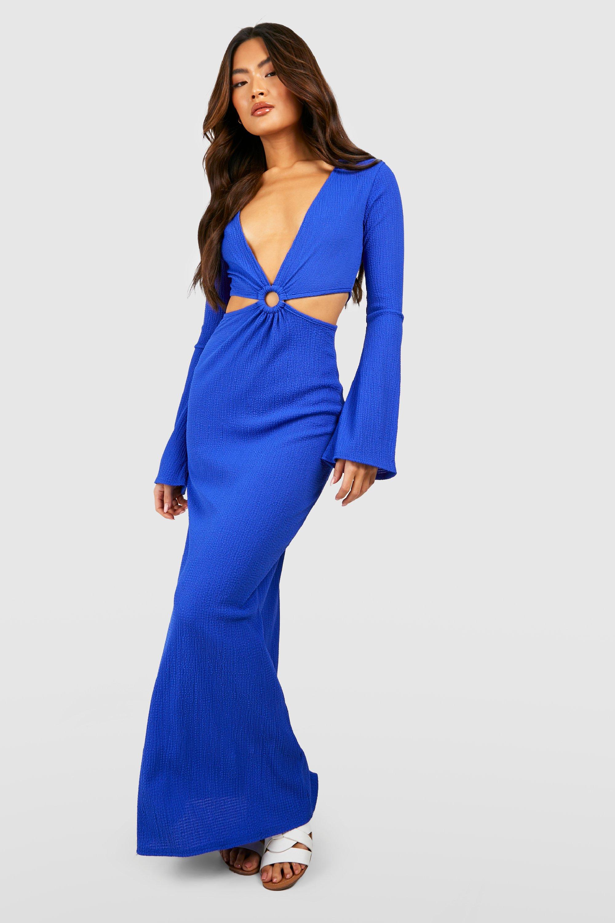 O Ring Flare Sleeve Cut Out Maxi Dress