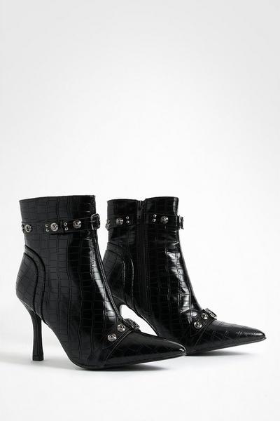Croc Studded Ankle Boots