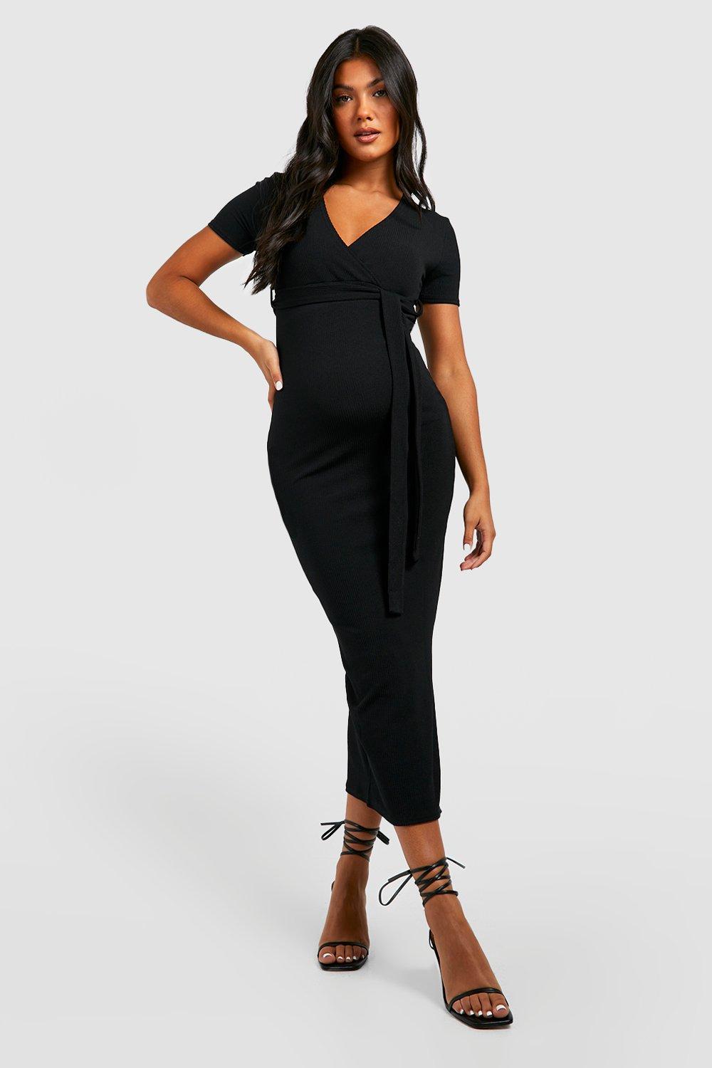 Maternity Crinkle Rib Belted Midaxi Dress