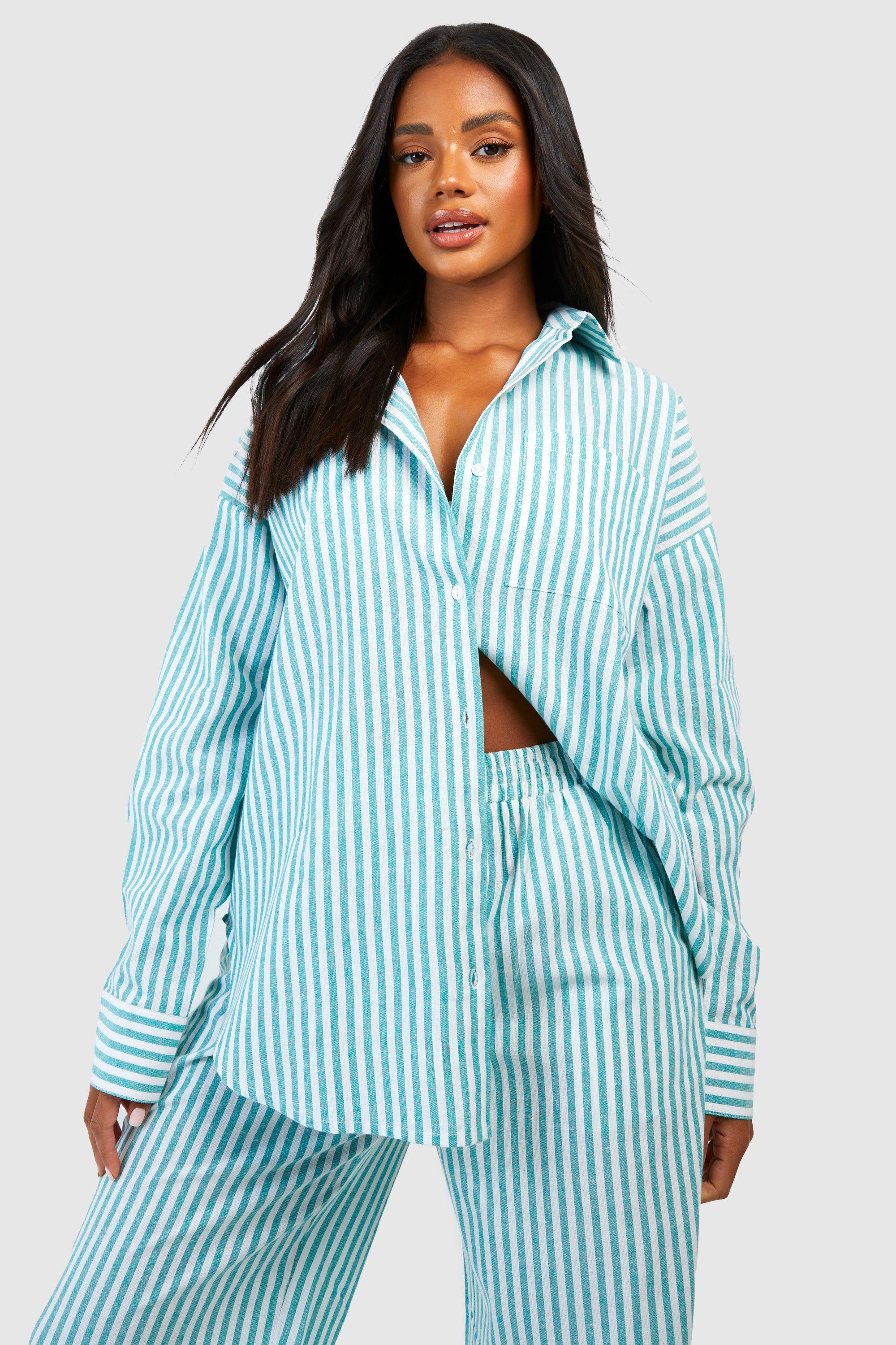 Cotton Stripe Oversized Pyjama Shirt