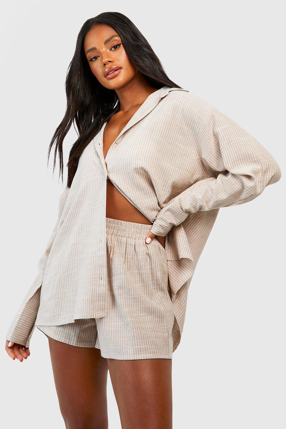 Cotton Tonal Pinstripe Pyjama Short