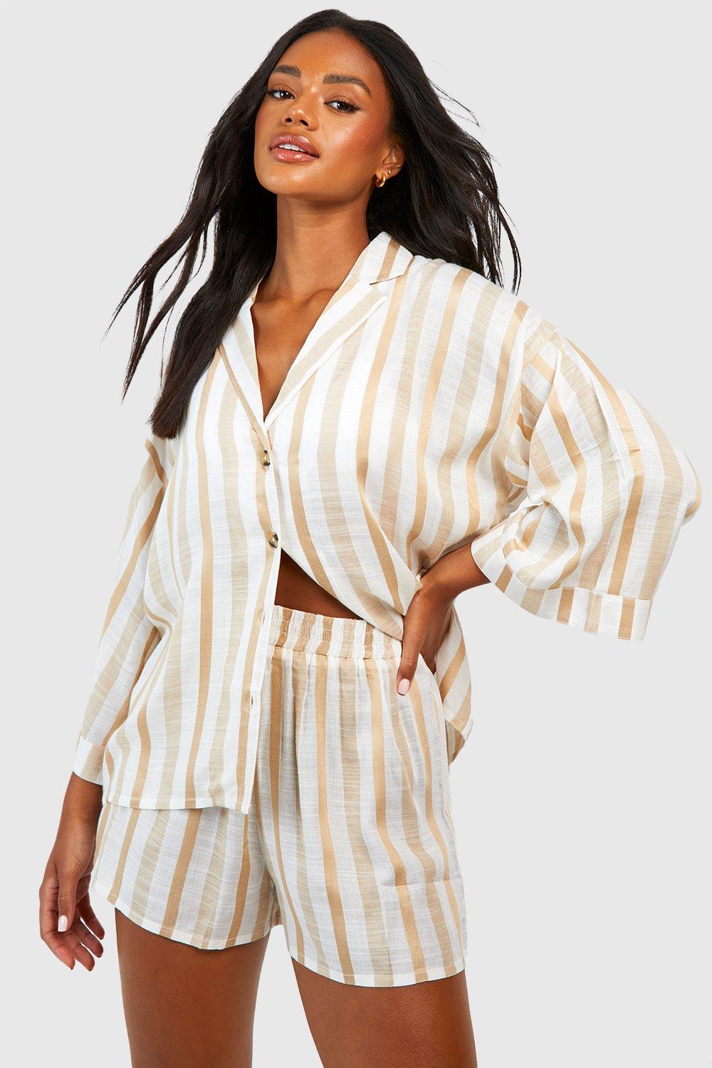 Linen Stripe Oversized Pyjama Shirt
