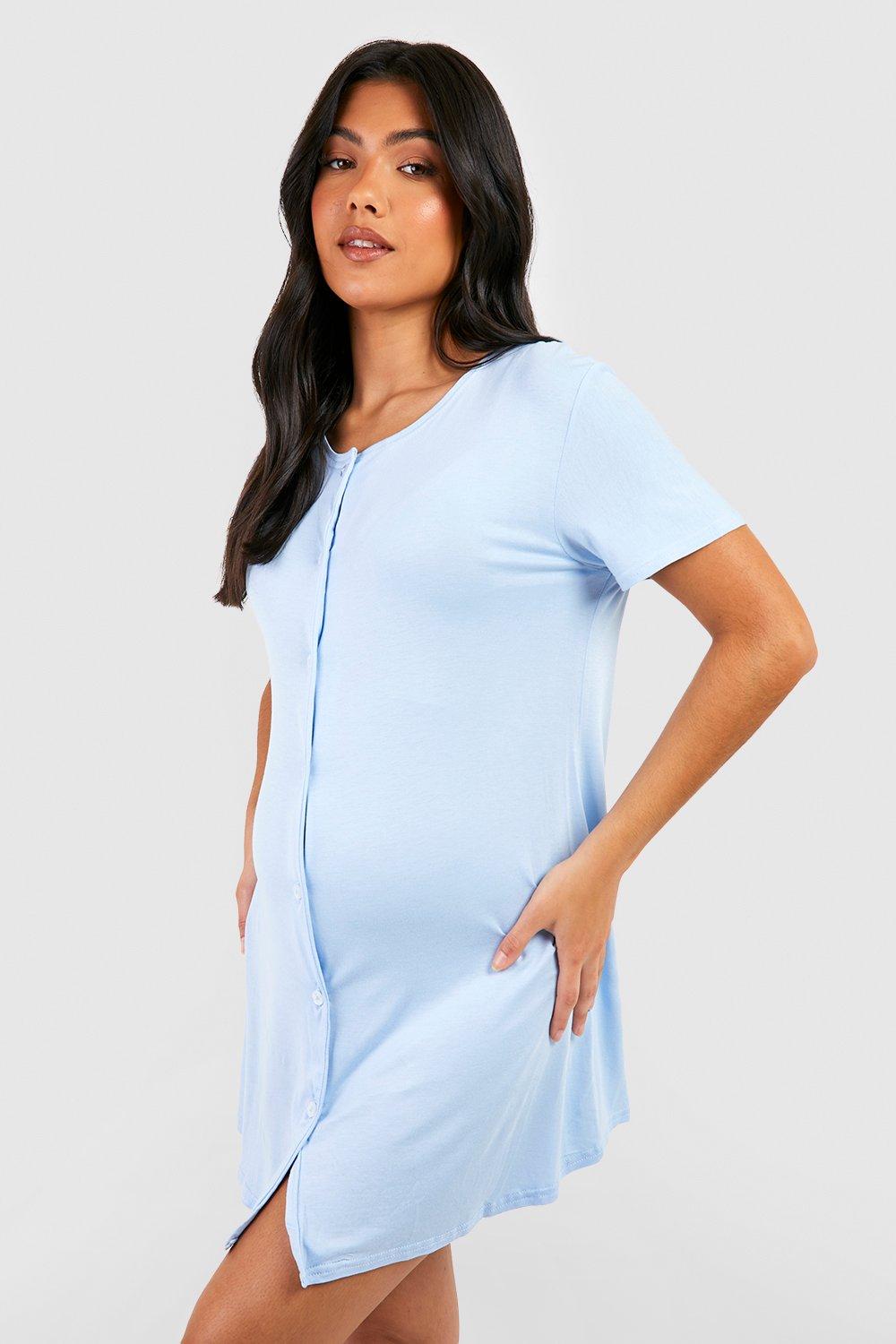 Maternity Peached Jersey Button Down Nightie