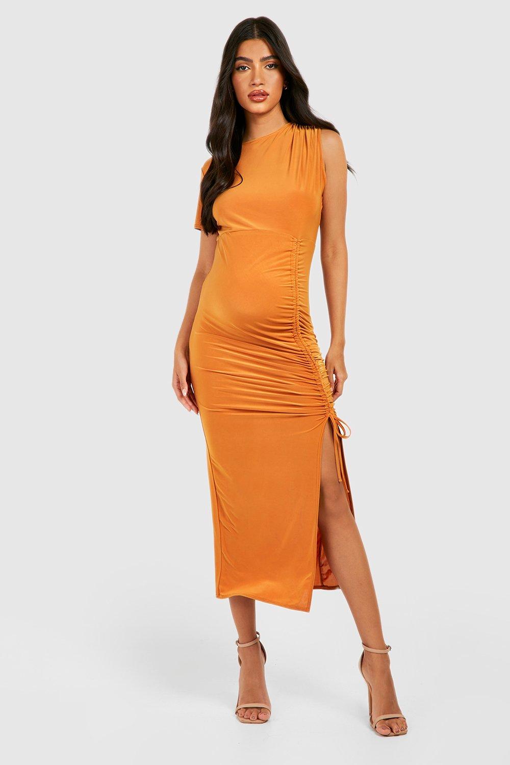 Maternity Jersey Ruched Front Midi Dress