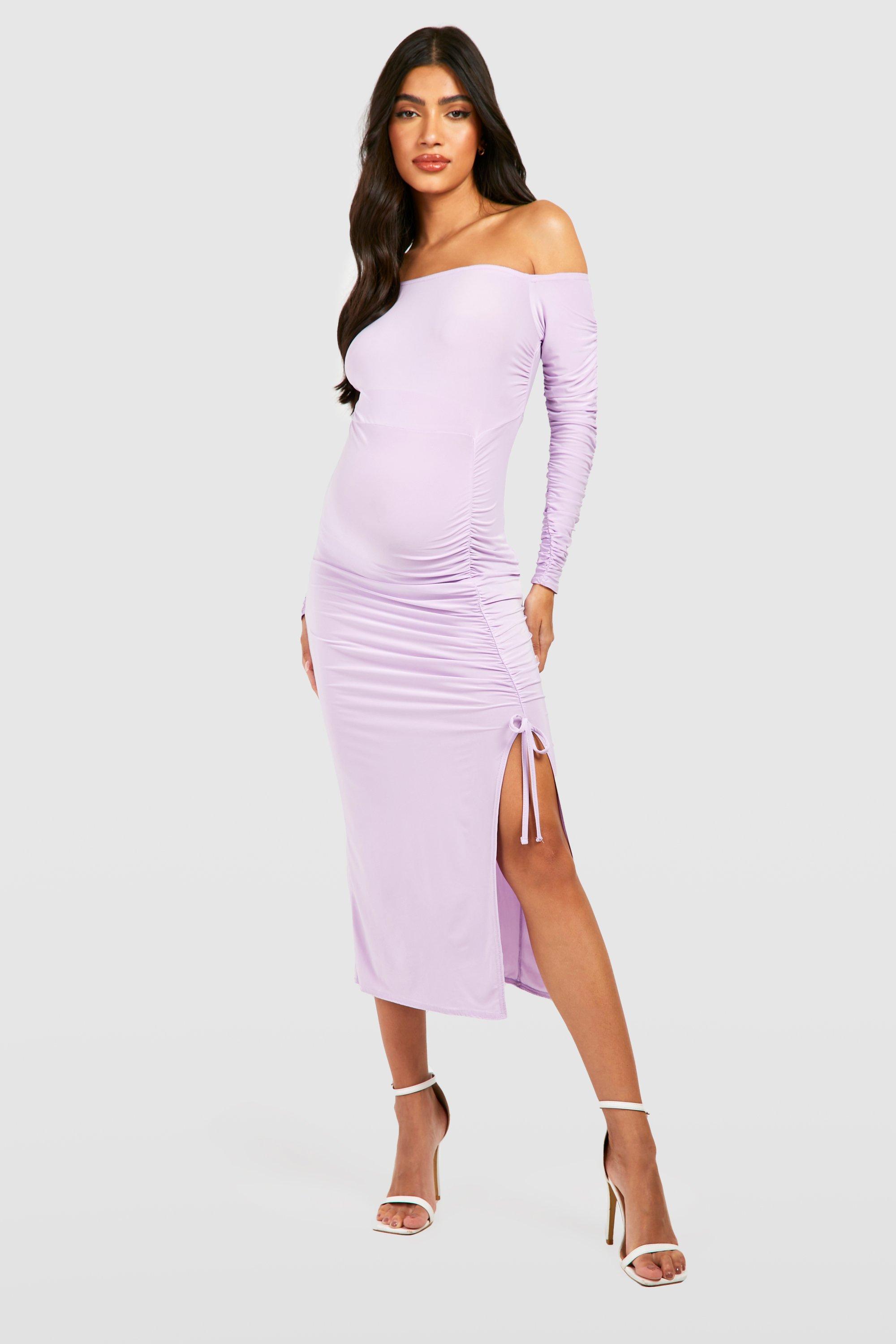 Maternity Ruched Slinky Midi Dress