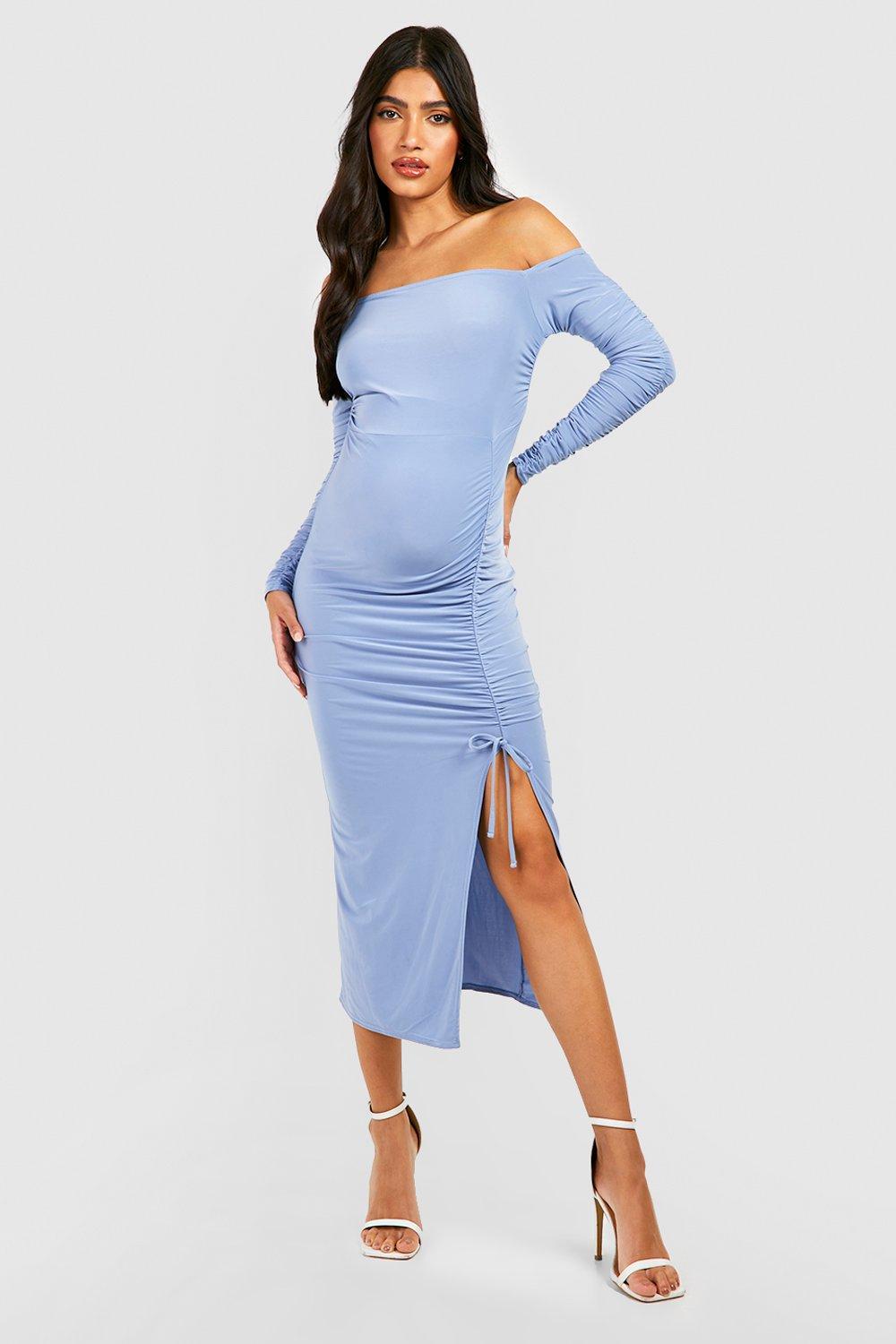Maternity Ruched Slinky Midi Dress