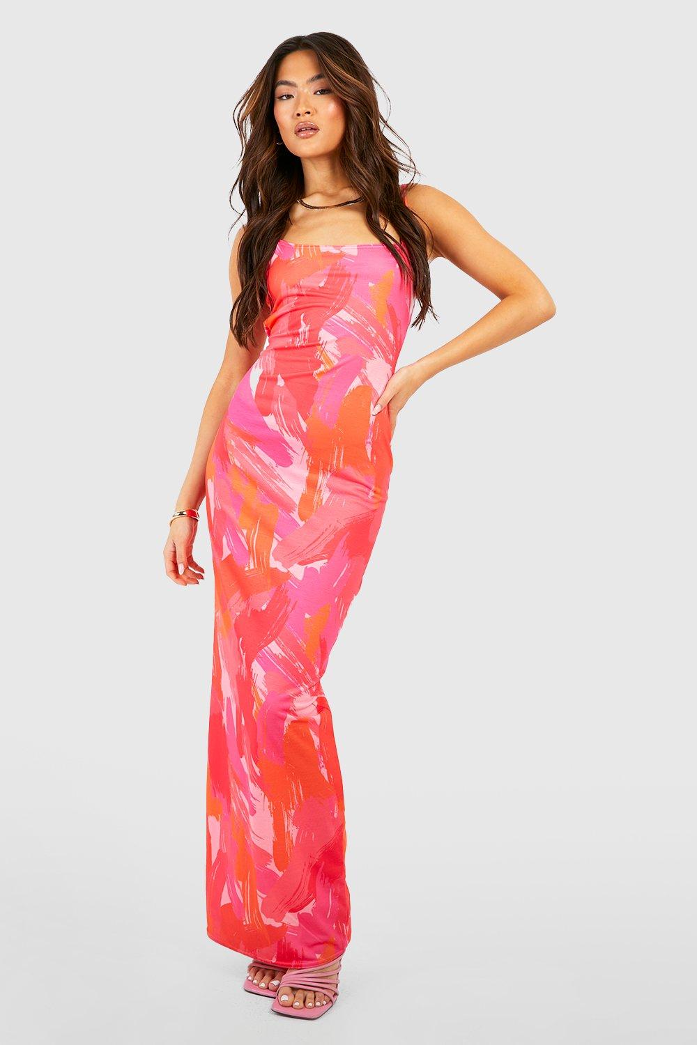 Abstract Strappy Scoop Maxi