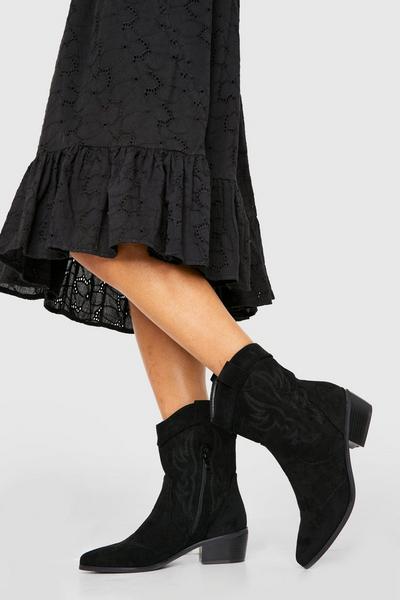 Embroidered Western Ankle Cowboy Boots