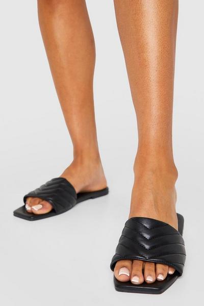 Quilted Square Toe Mules