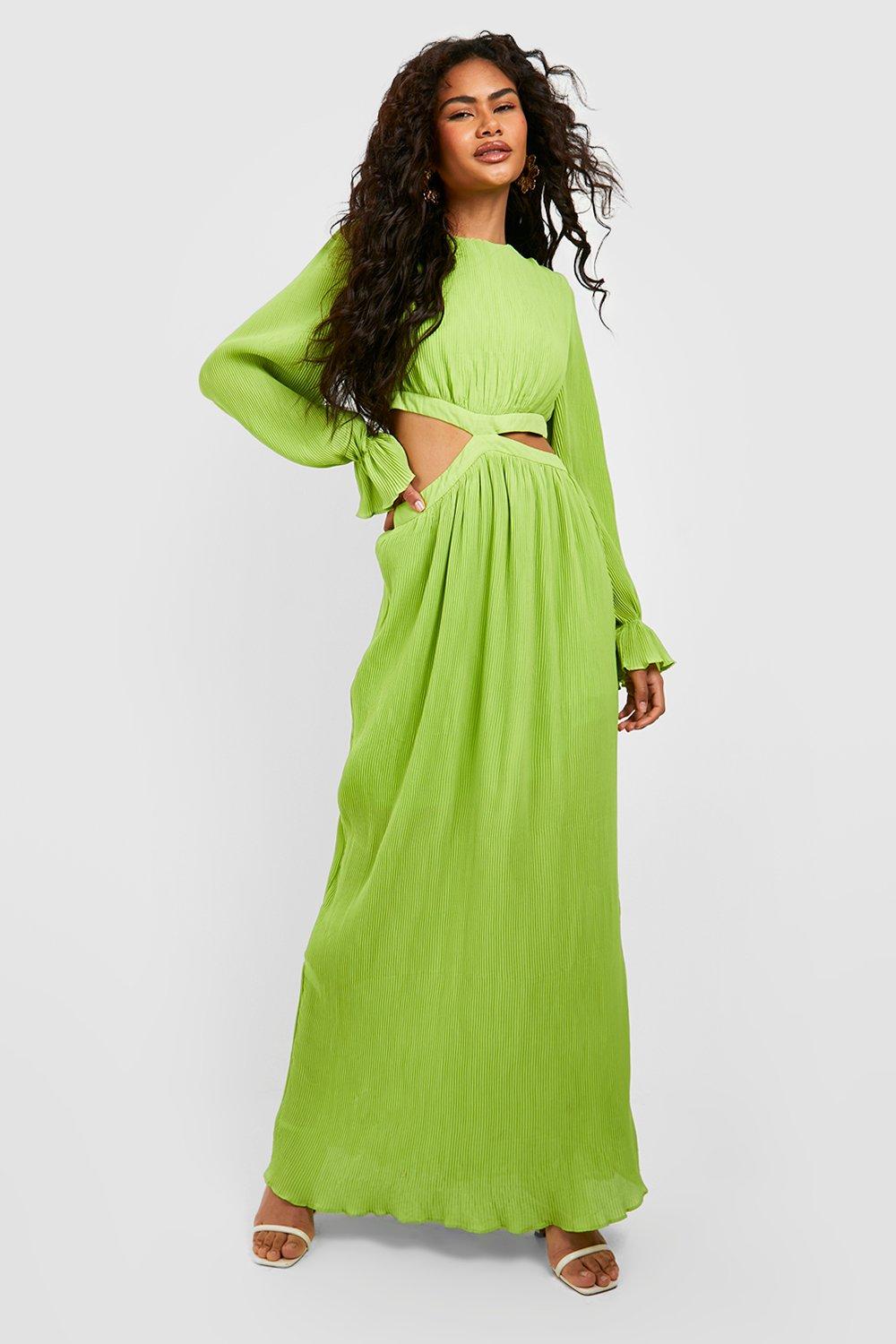 Pleated Cut Out Maxi Dress
