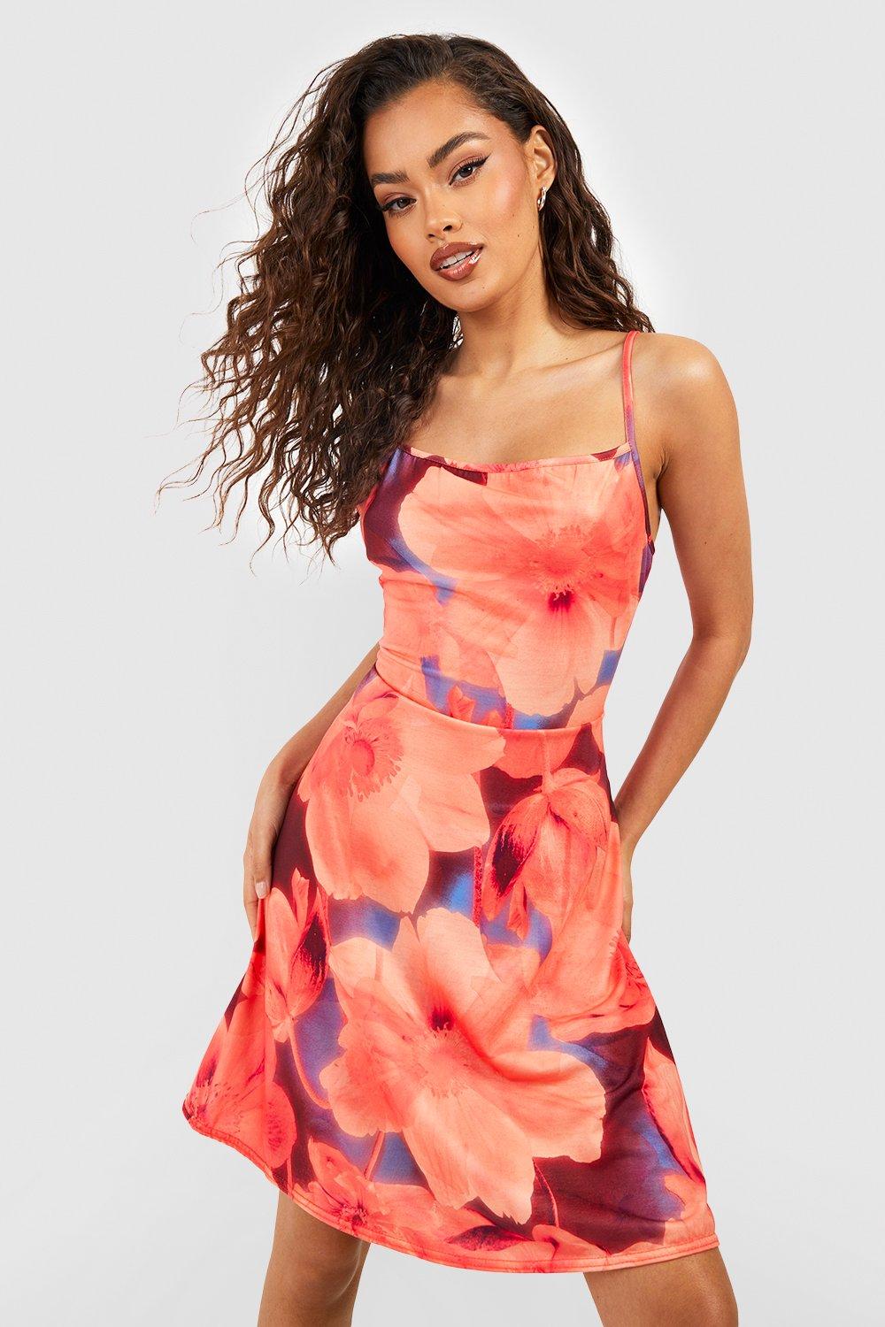 Floral Print Strappy Slip Dress