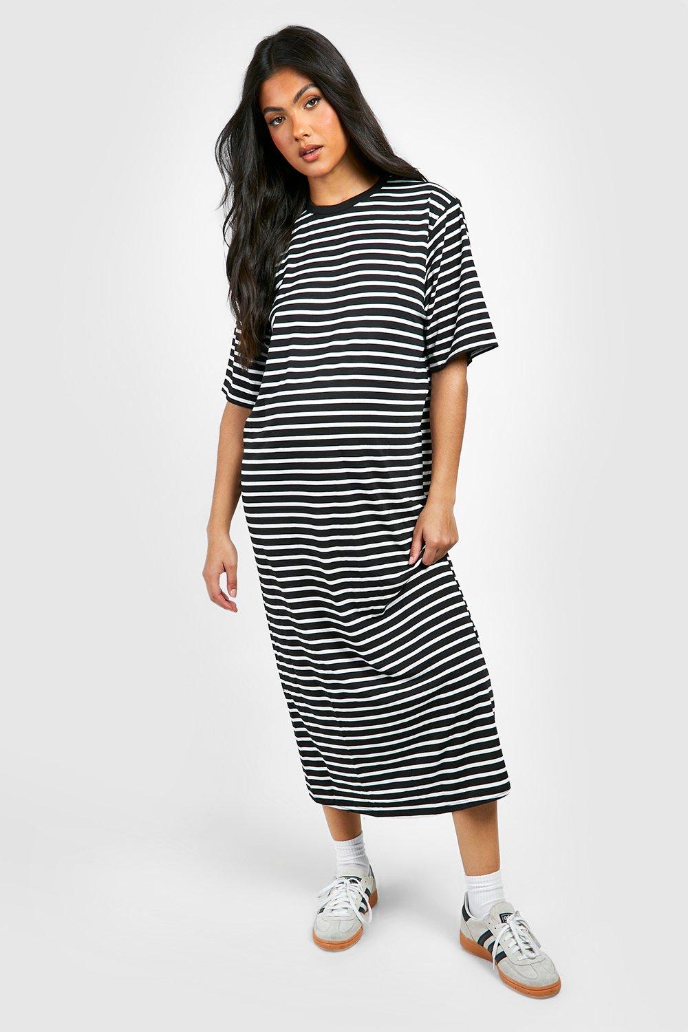 Maternity Jersey Stripe Midi T-shirt Dress