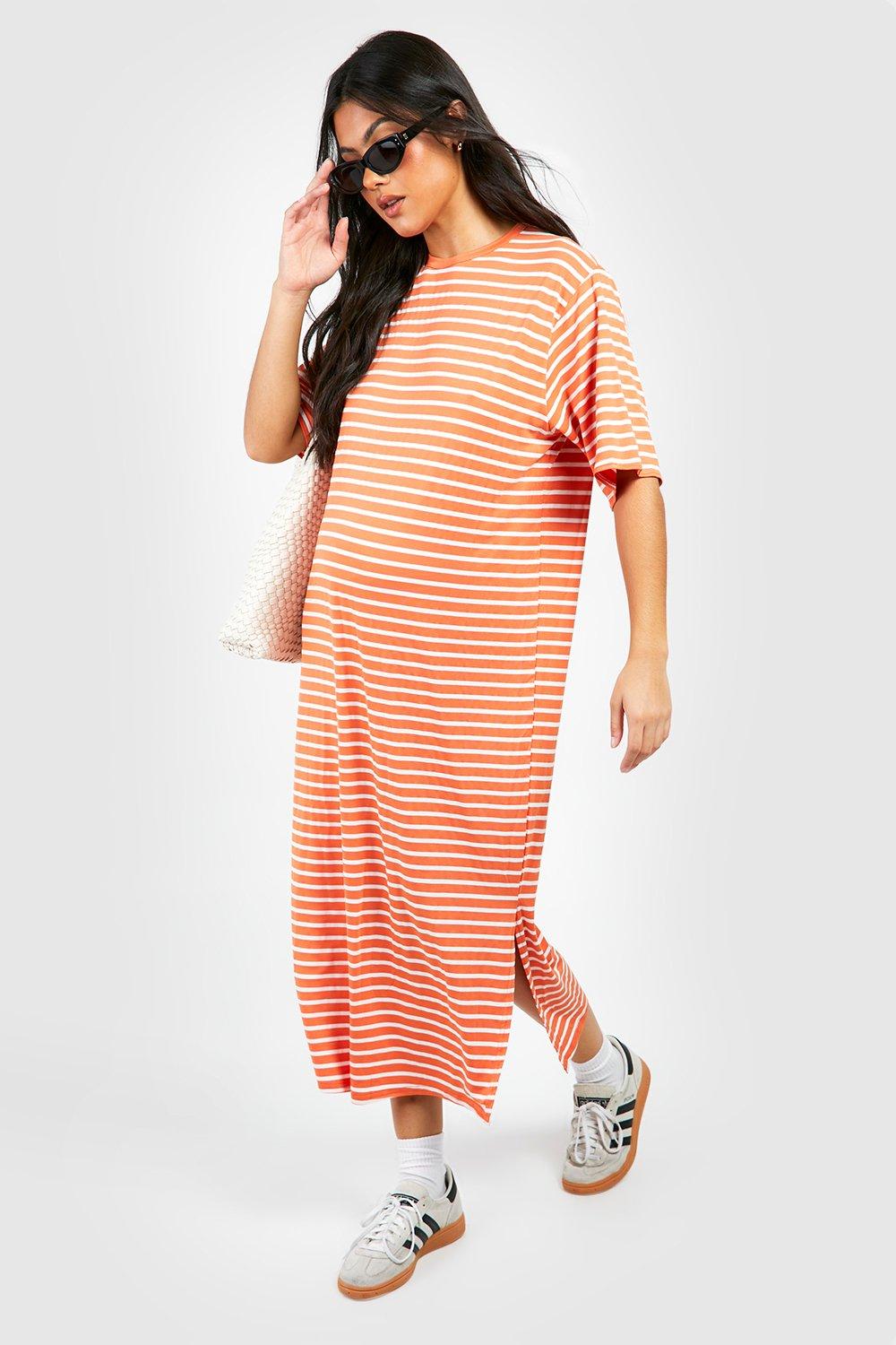Maternity Jersey Stripe Midi T-shirt Dress