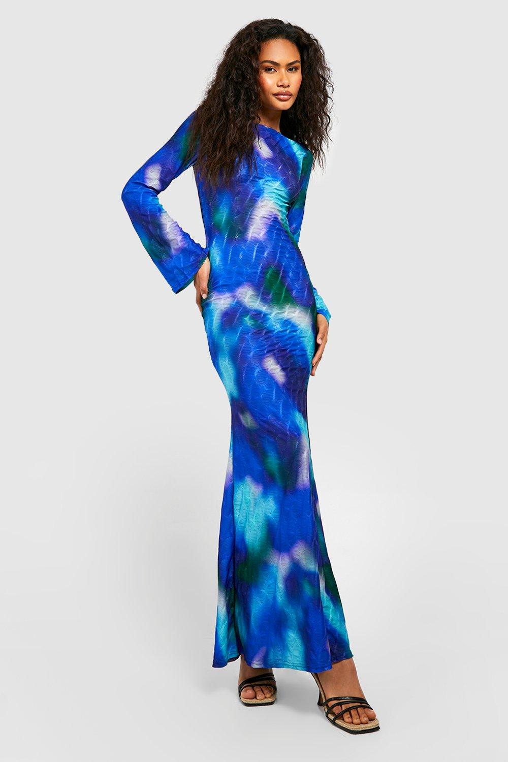 Textured Blurred Abstract Maxi Dress