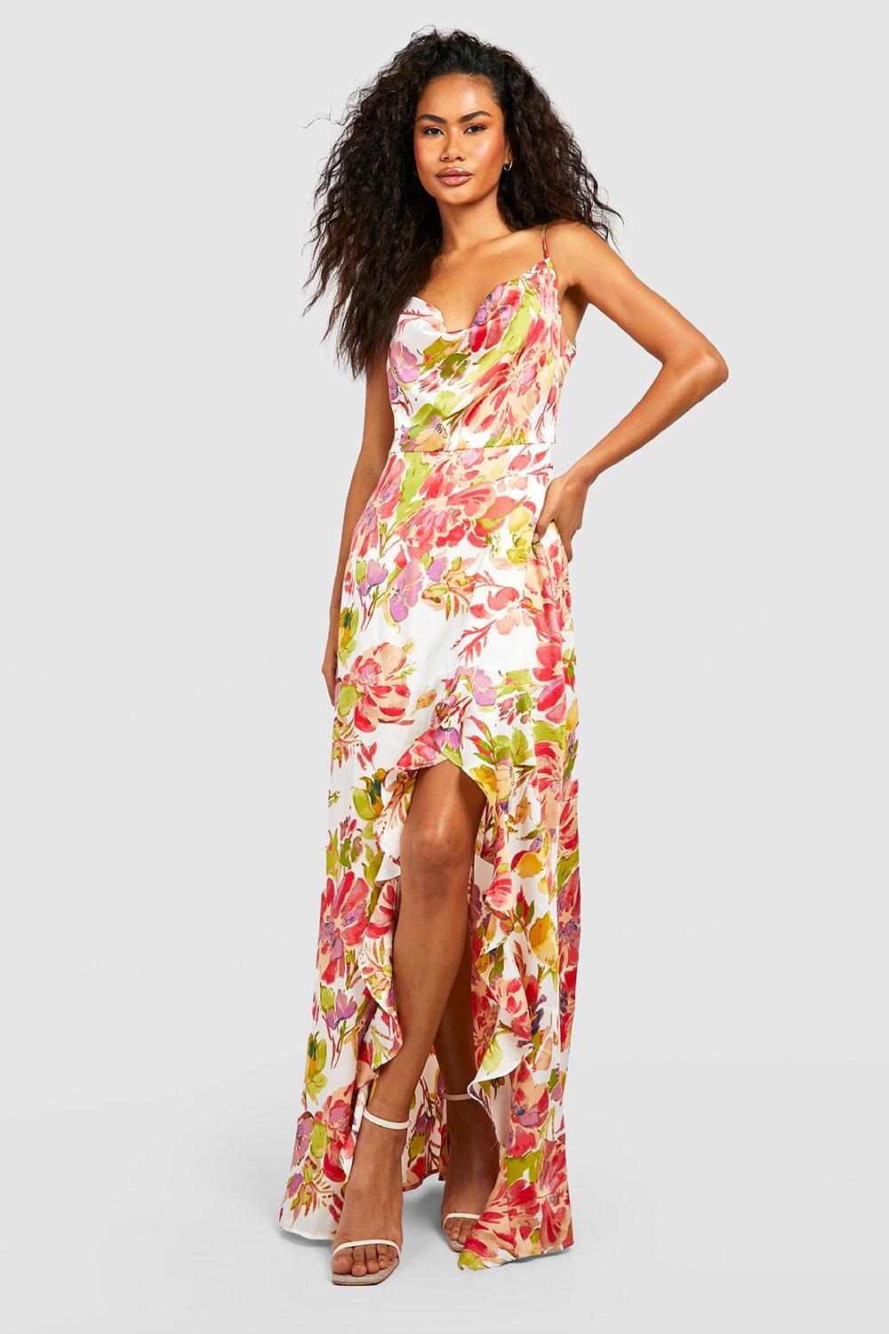 Floral Ruffle Maxi Slip Dress